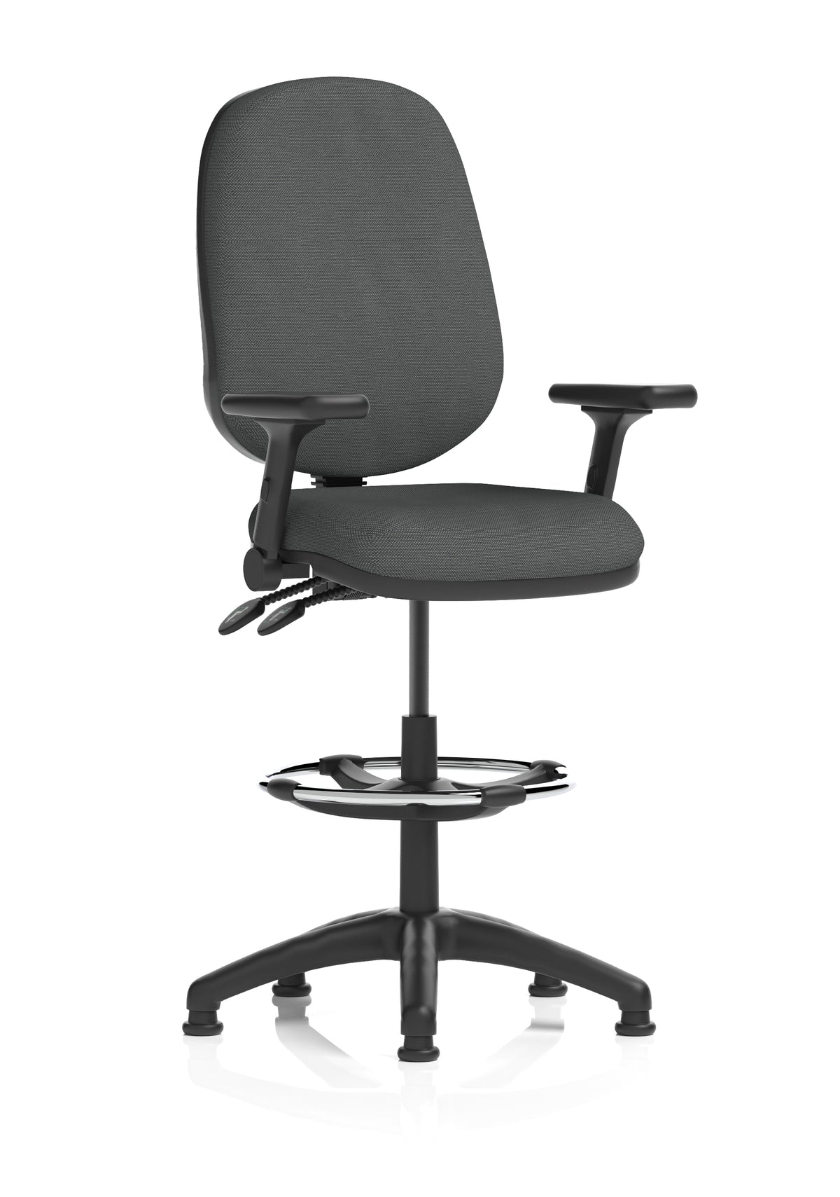 Sterling Medium Back Draughtsman Chair | Infinite Lock | Height Adjustable Back & Arms Bespoke Quest Mussel Matching Colour With Height Adjustable And Folding Arms - Industrious Decor