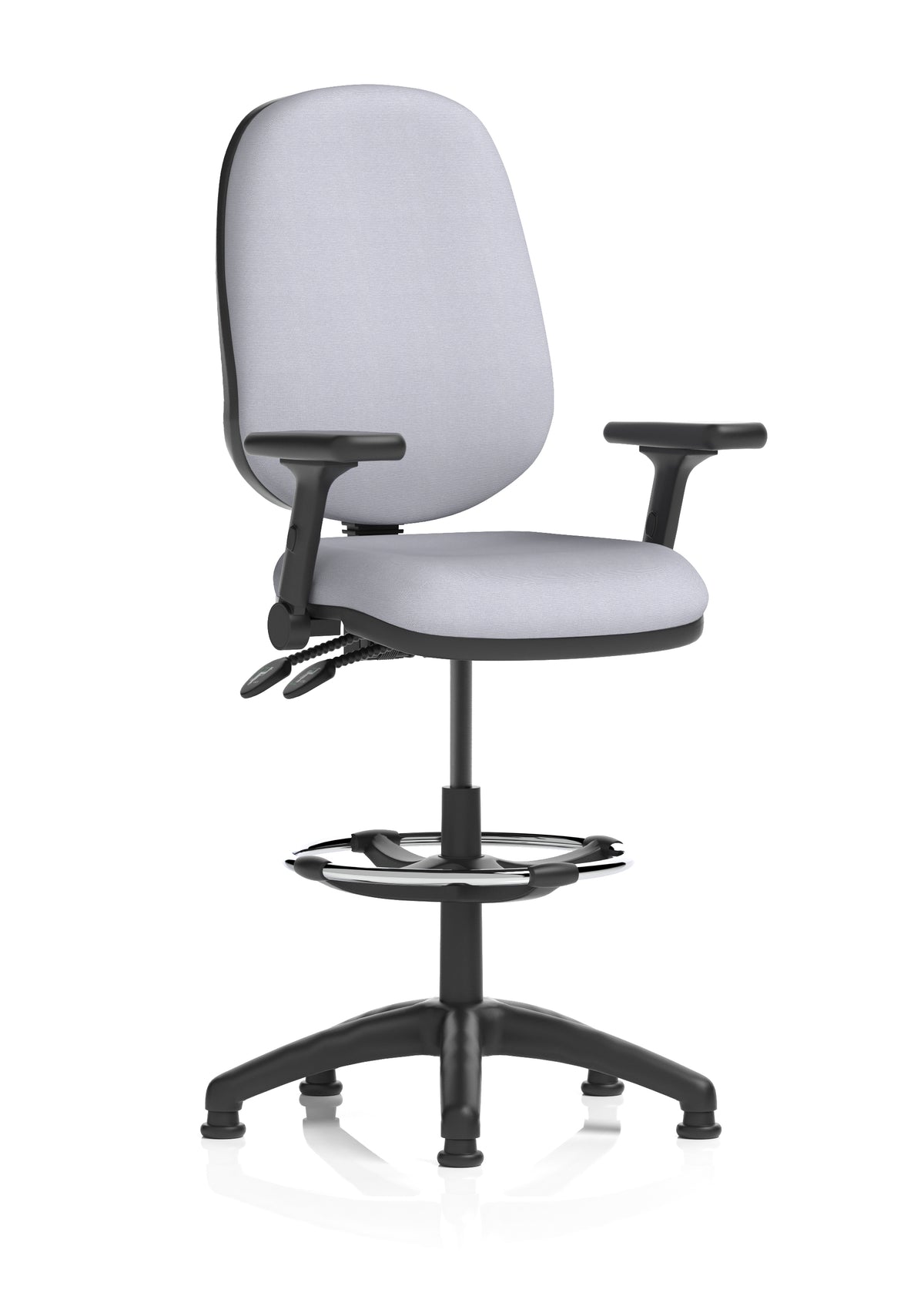 Sterling Medium Back Draughtsman Chair | Infinite Lock | Height Adjustable Back & Arms Bespoke Quest Shell Matching Colour With Height Adjustable And Folding Arms - Industrious Decor