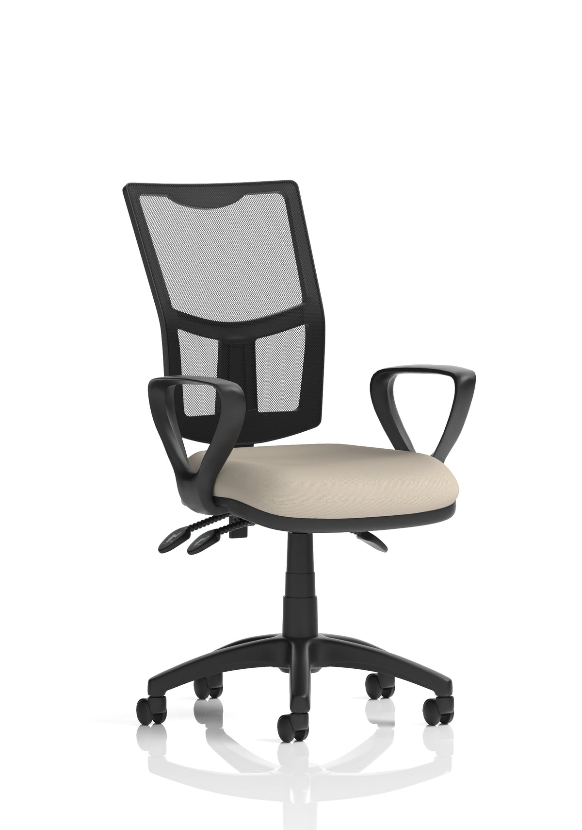 Windham Medium Back Mesh Task Chair | Gas Height | Independent Tilt | Height Adjustable Back Bespoke Quest Salt With Loop Arms - Industrious Decor