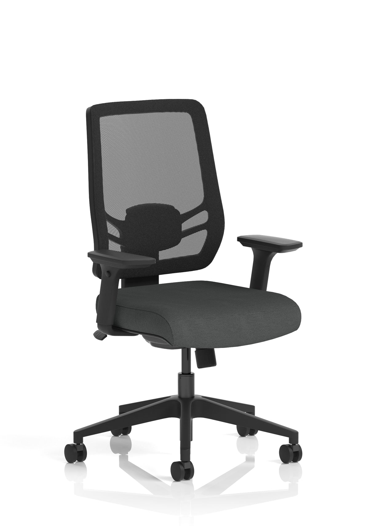 Halsey 24Hr High Back Mesh Ergonomic Task Chair with Arms Mesh & Bespoke Quest Mussel Fabric None - Industrious Decor