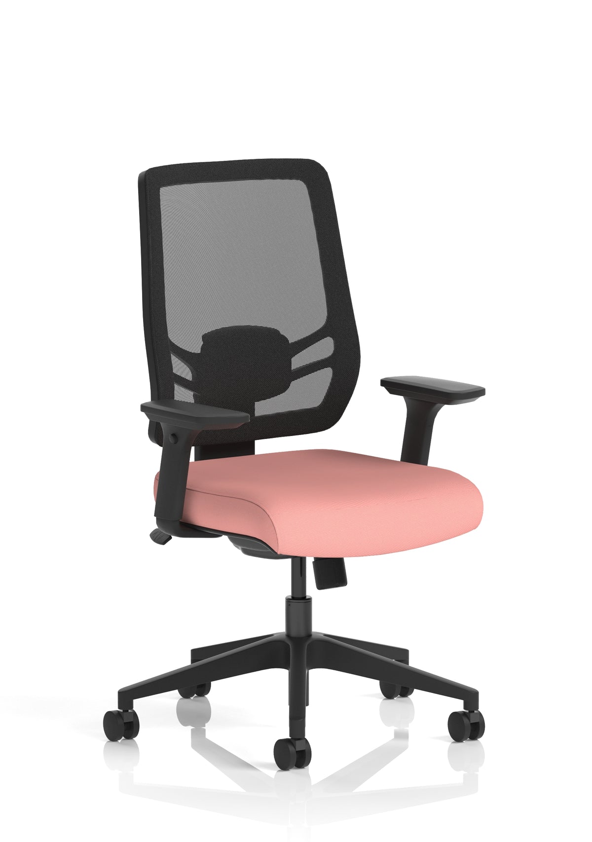 Halsey 24Hr High Back Mesh Ergonomic Task Chair with Arms Mesh & Bespoke Quest Shrimp Fabric None - Industrious Decor