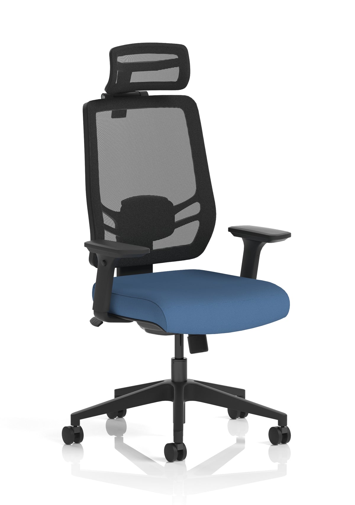 Halsey 24Hr High Back Mesh Ergonomic Task Chair with Arms Mesh & Bespoke Quest Limpet Fabric With Headrest - Industrious Decor