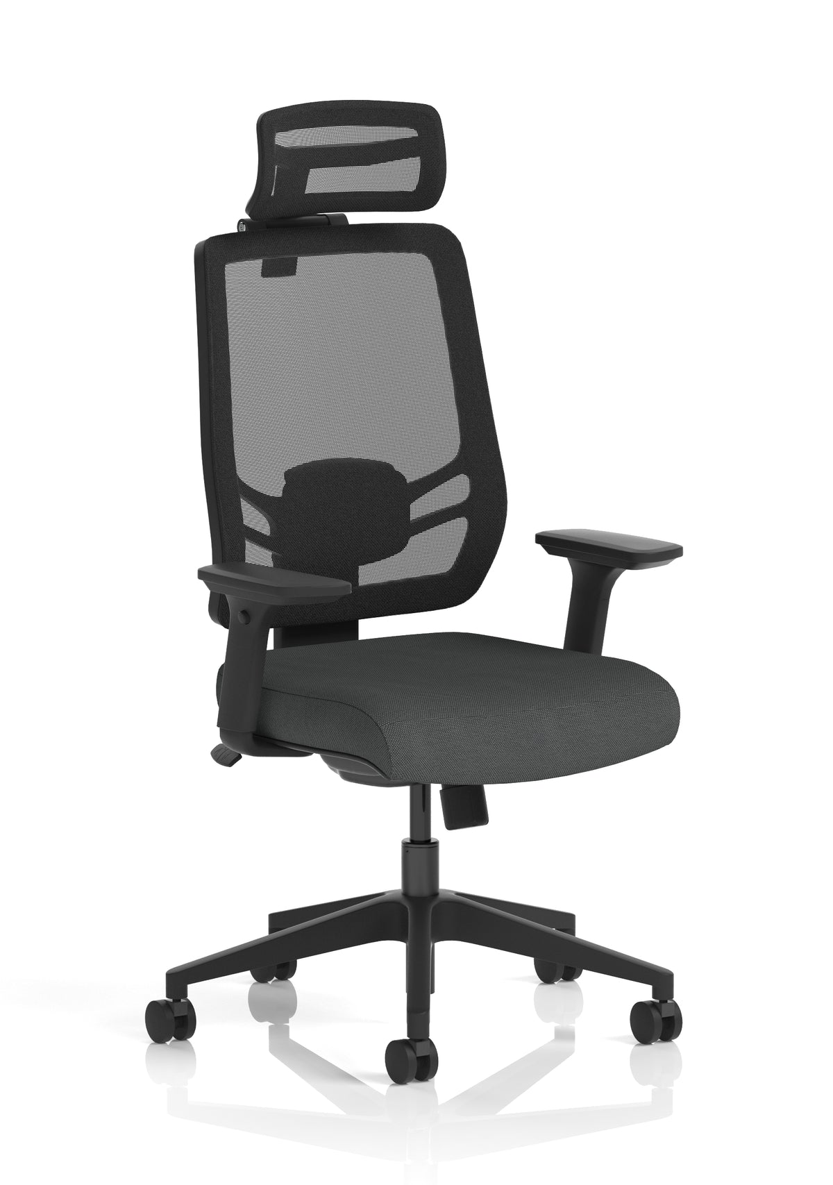 Halsey 24Hr High Back Mesh Ergonomic Task Chair with Arms Mesh & Bespoke Quest Mussel Fabric With Headrest - Industrious Decor