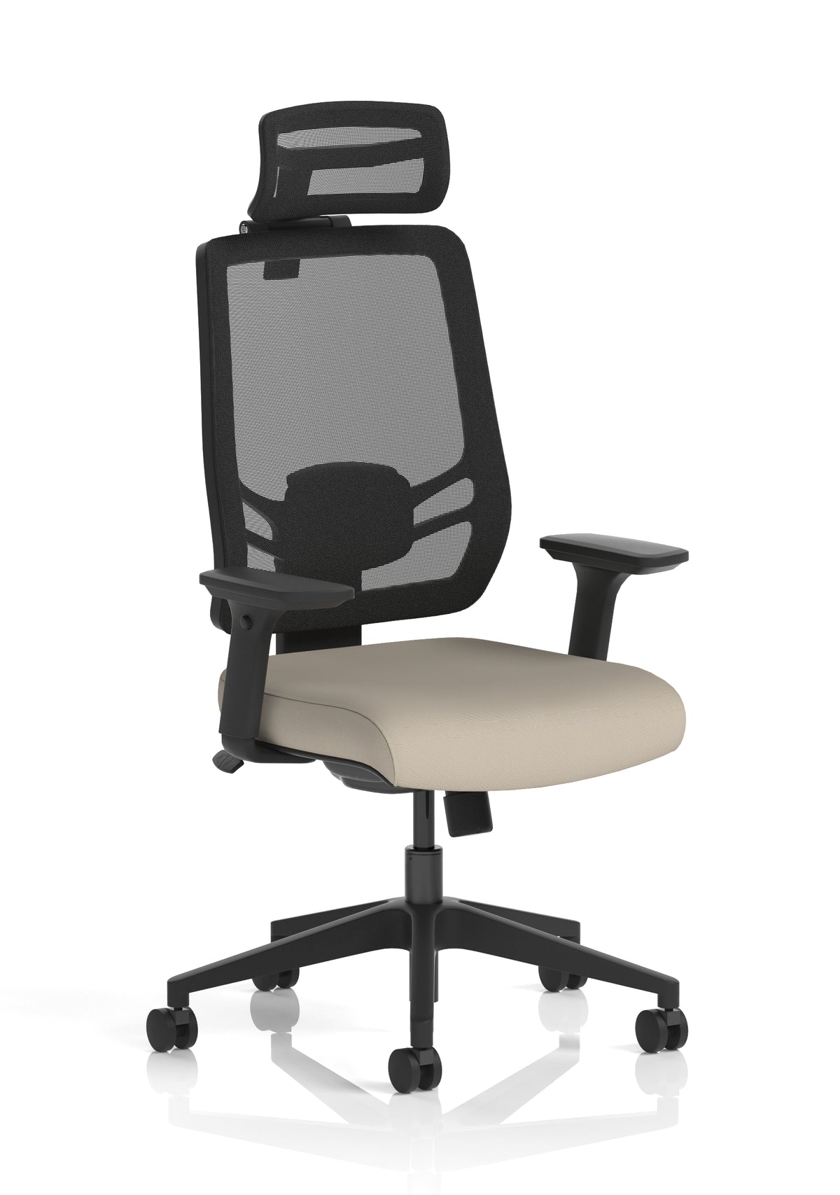 Halsey 24Hr High Back Mesh Ergonomic Task Chair with Arms Mesh & Bespoke Quest Salt Fabric With Headrest - Industrious Decor