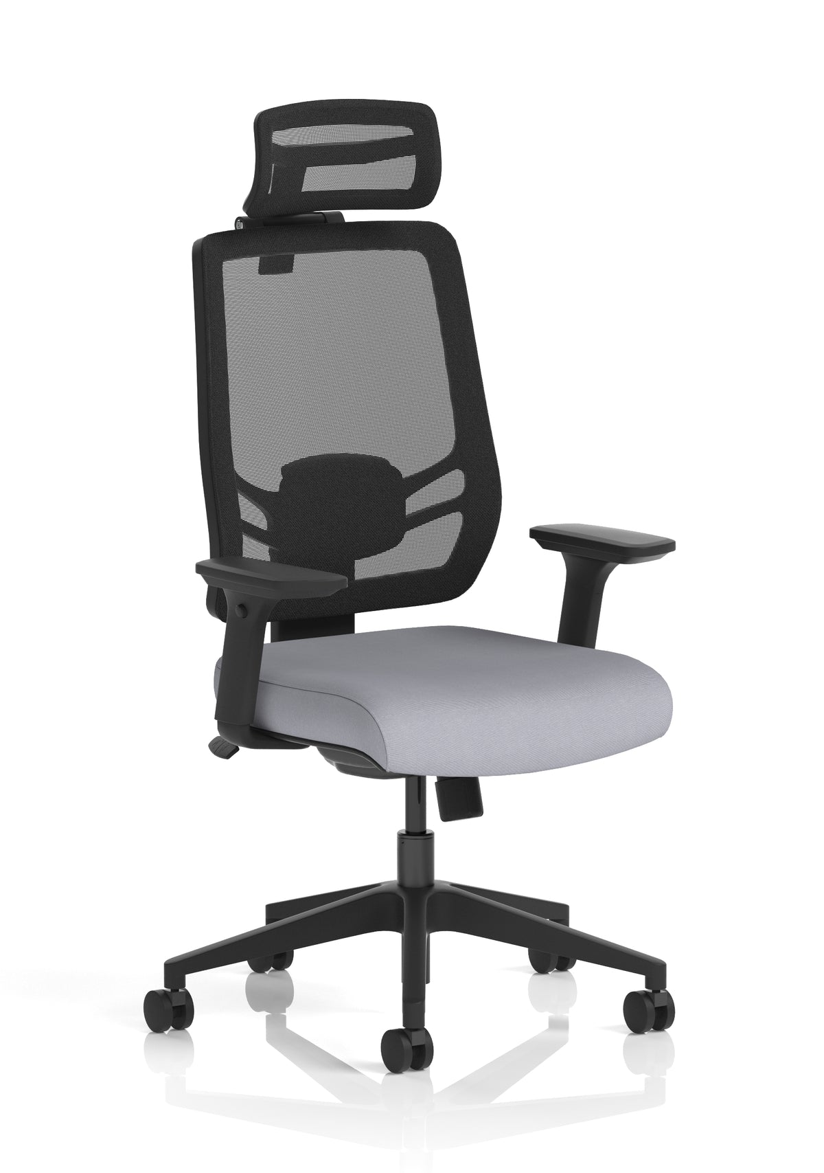Halsey 24Hr High Back Mesh Ergonomic Task Chair with Arms Mesh & Bespoke Quest Shell Fabric With Headrest - Industrious Decor