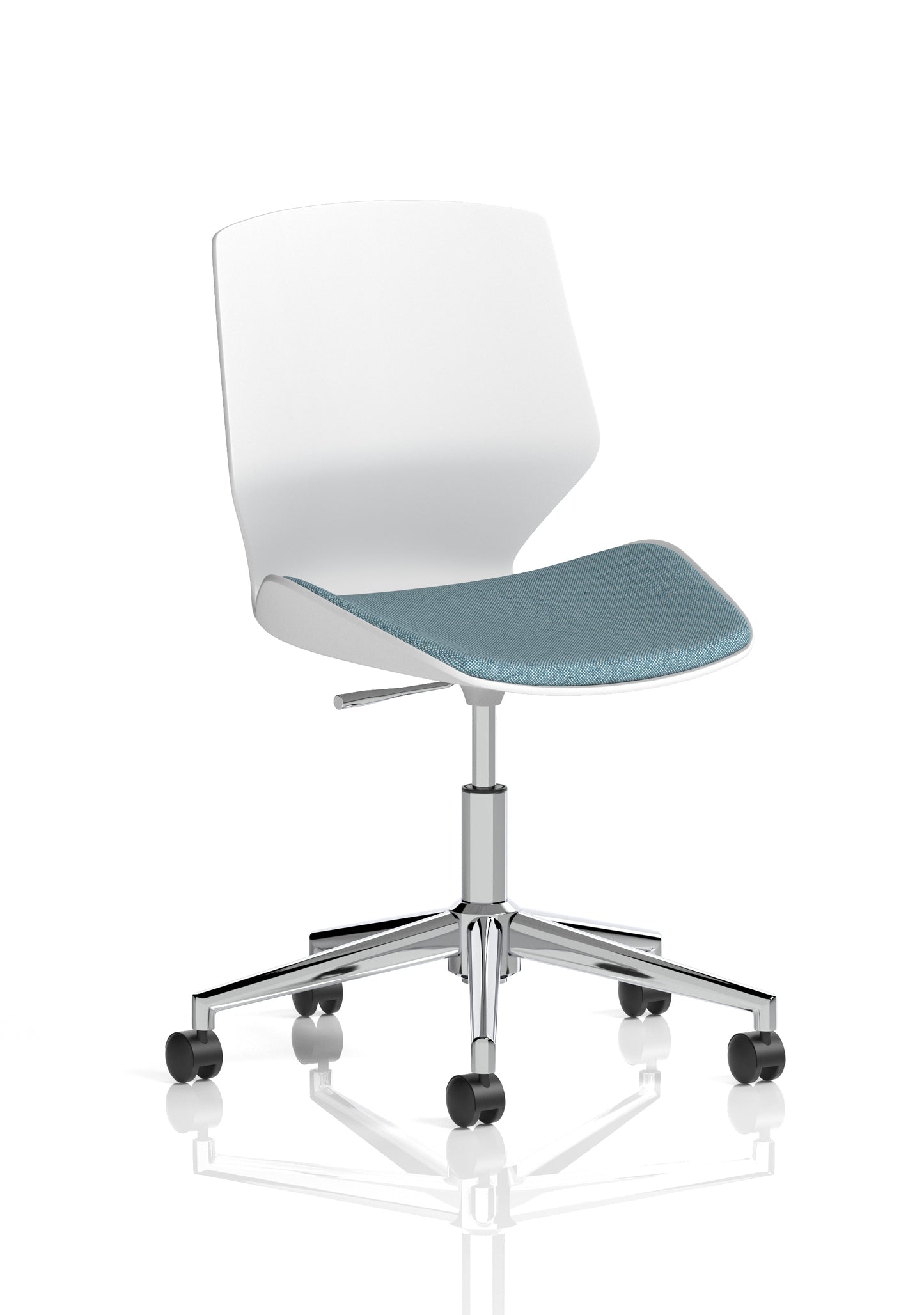 Florence 5 Star Base White Frame Fabric Visitor Chair Bespoke Rivet Quench Fabric - Industrious Decor
