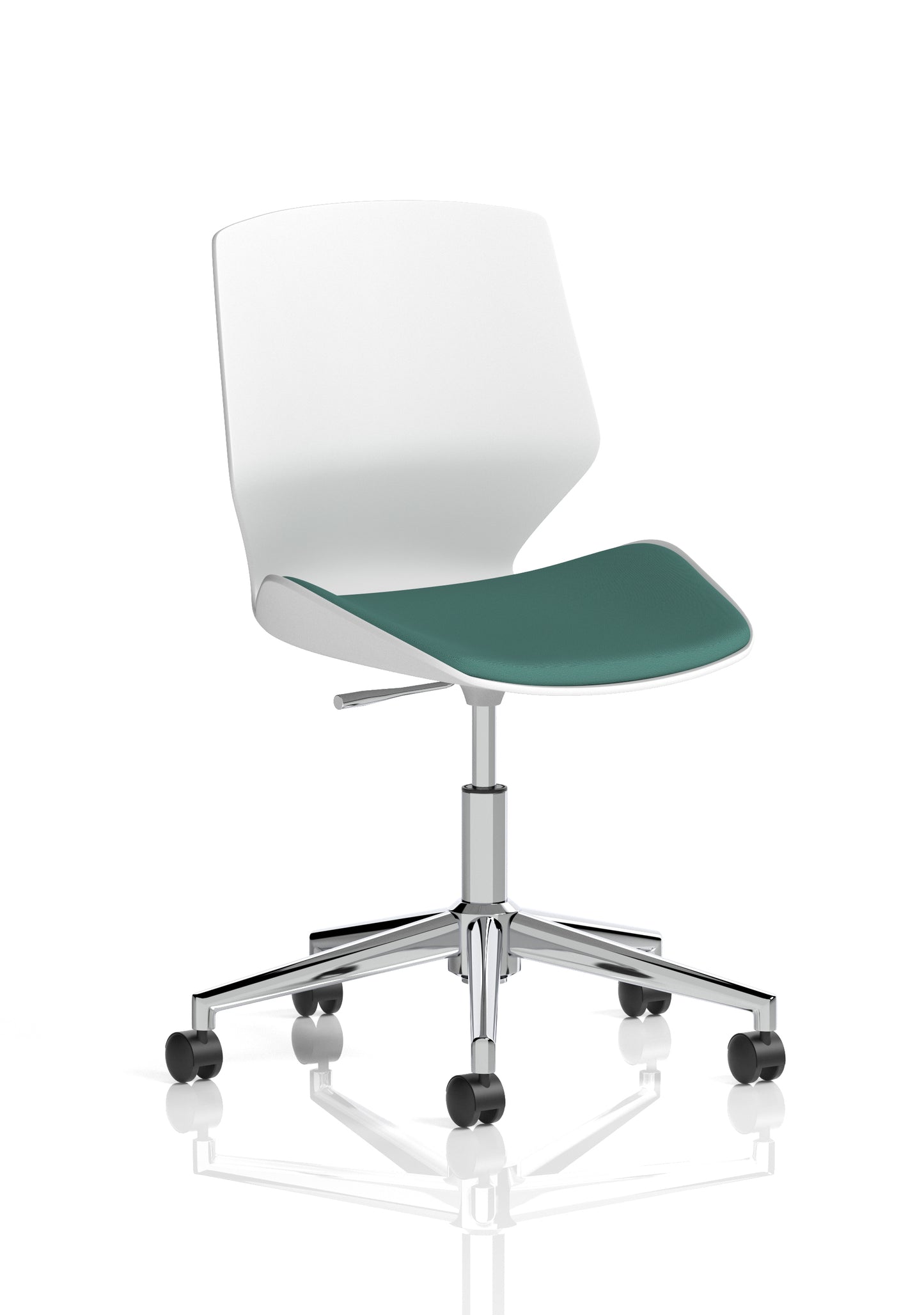 Florence 5 Star Base White Frame Fabric Visitor Chair Bespoke Quest Kelp Fabric - Industrious Decor