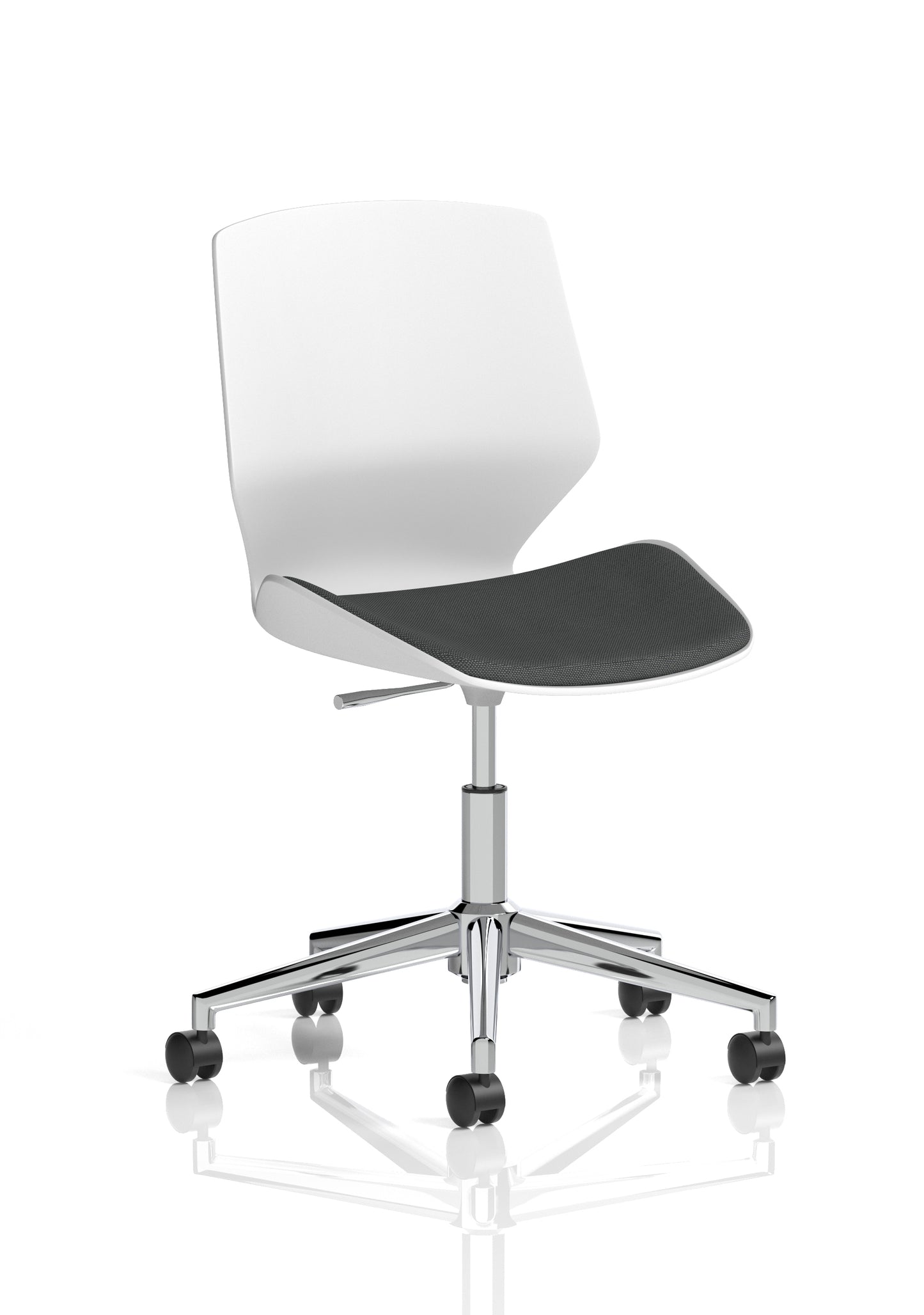 Florence 5 Star Base White Frame Fabric Visitor Chair Bespoke Quest Mussel Fabric - Industrious Decor