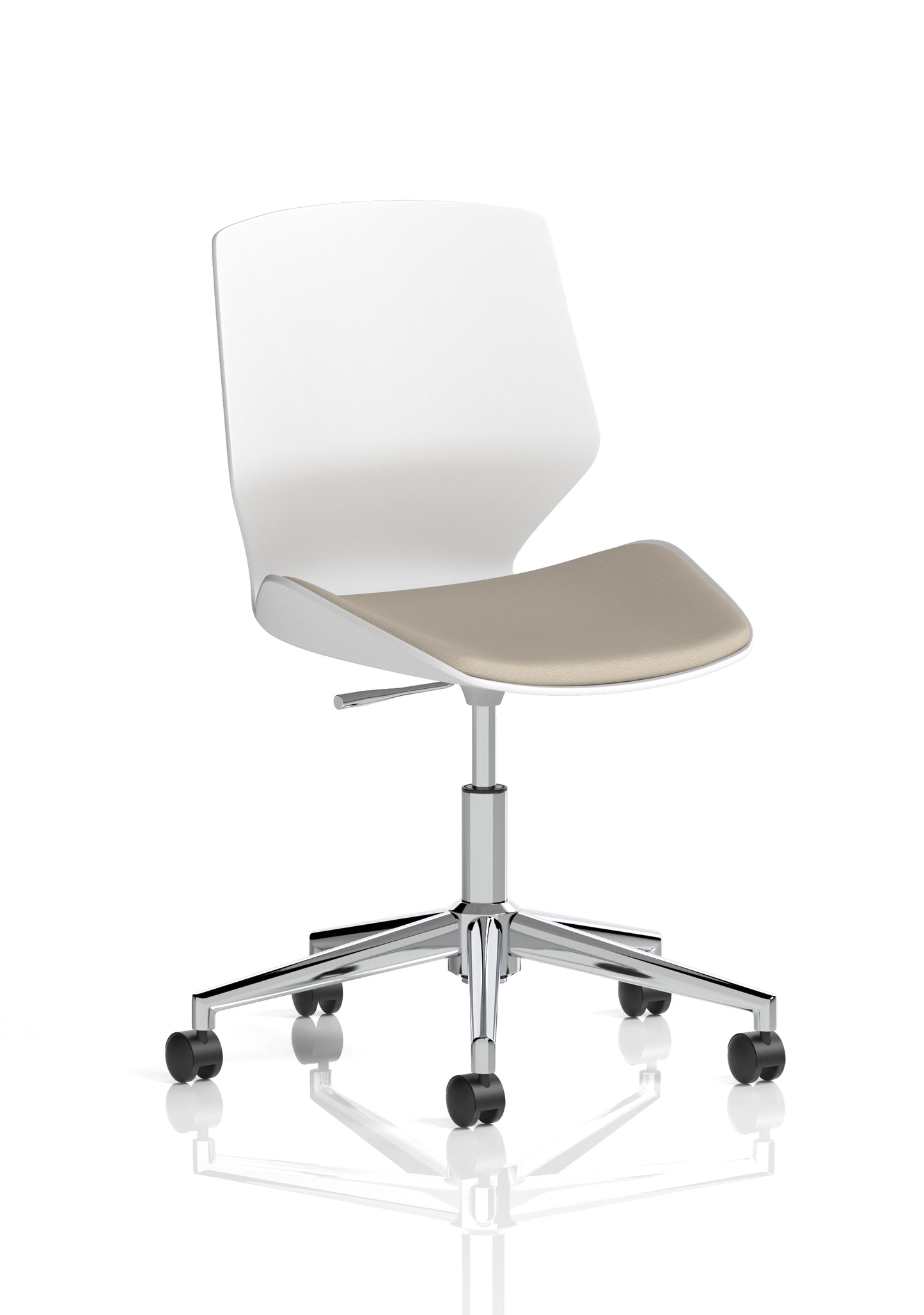 Florence 5 Star Base White Frame Fabric Visitor Chair Bespoke Quest Salt Fabric - Industrious Decor