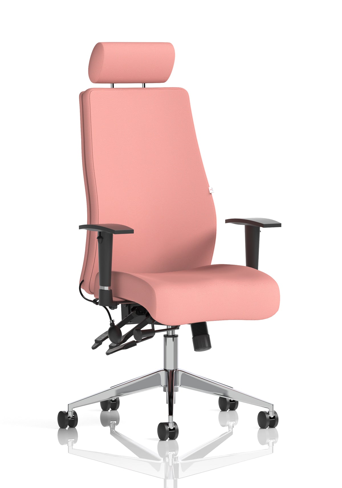 Silverton 24Hr High Back Ergonomic Task Chair | Independent Tilt | Adjustable Lumbar & Headrest Bespoke Quest Shrimp Matching Bespoke Colour With Headrest - Industrious Decor