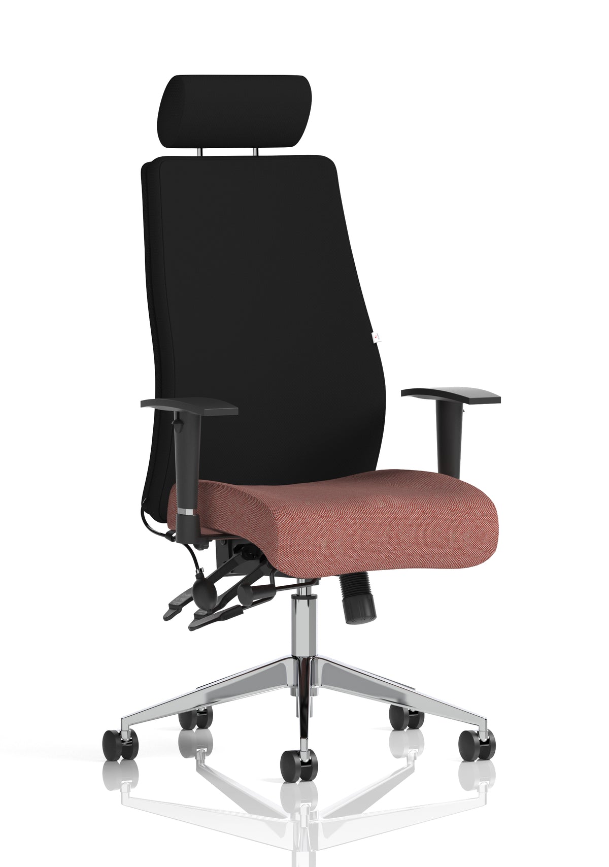 Silverton 24Hr High Back Ergonomic Task Chair | Independent Tilt | Adjustable Lumbar & Headrest Bespoke Rivet Forge Black With Headrest - Industrious Decor