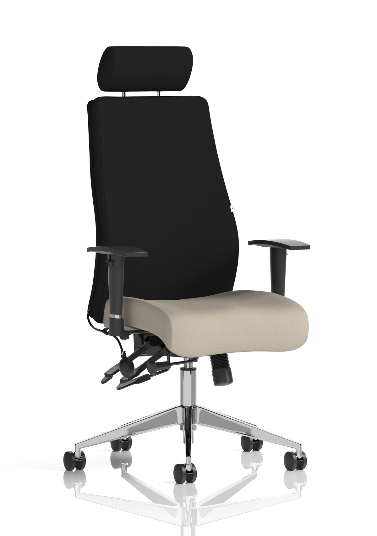 Silverton 24Hr High Back Ergonomic Task Chair | Independent Tilt | Adjustable Lumbar & Headrest Bespoke Quest Salt Black With Headrest - Industrious Decor
