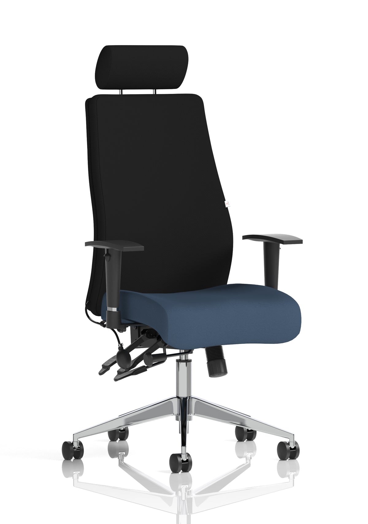 Silverton 24Hr High Back Ergonomic Task Chair | Independent Tilt | Adjustable Lumbar & Headrest Bespoke Quest Whelk Black With Headrest - Industrious Decor