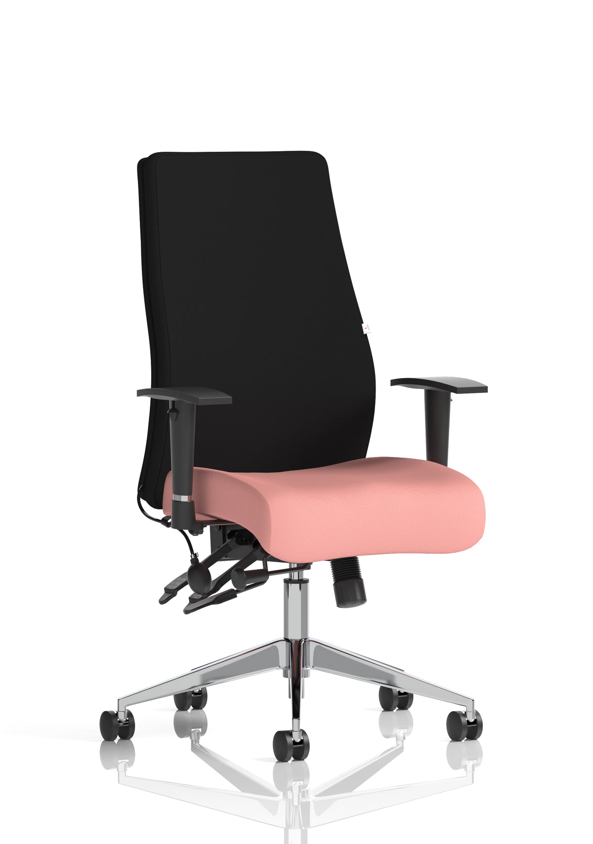 Silverton 24Hr High Back Ergonomic Task Chair | Independent Tilt | Adjustable Lumbar & Headrest Bespoke Quest Shrimp Black None - Industrious Decor