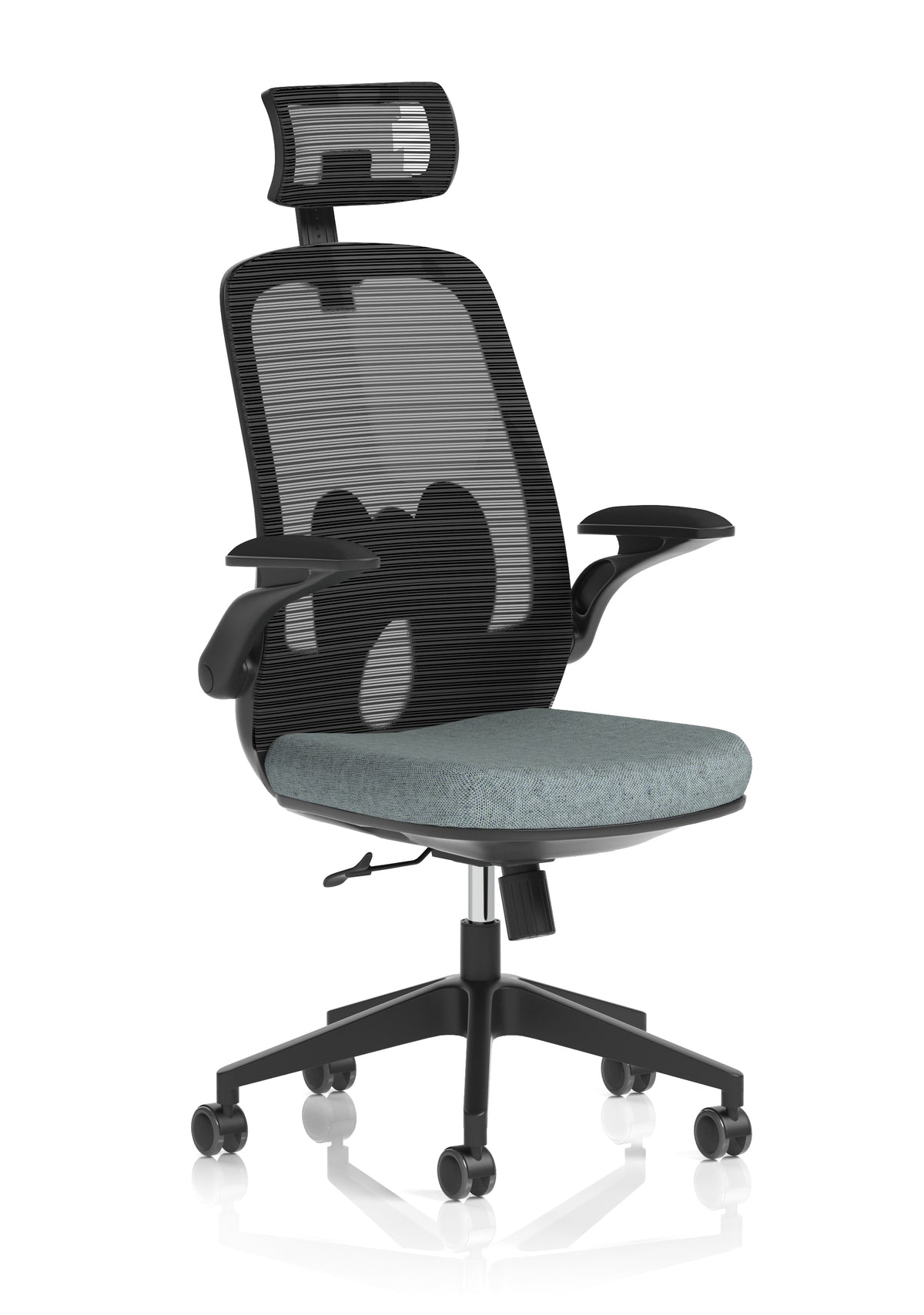 Sigma Executive Mesh Chair With Folding Arms Bespoke Rivet Tensile - Industrious Decor
