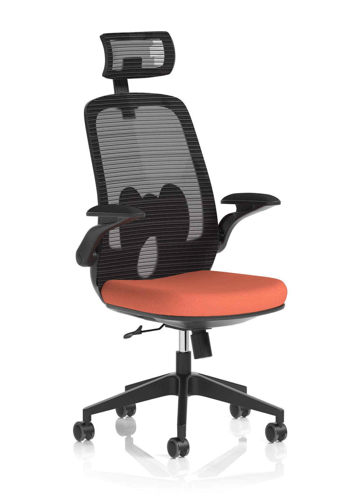 Sigma Executive Mesh Chair With Folding Arms Bespoke Quest Crab - Industrious Decor