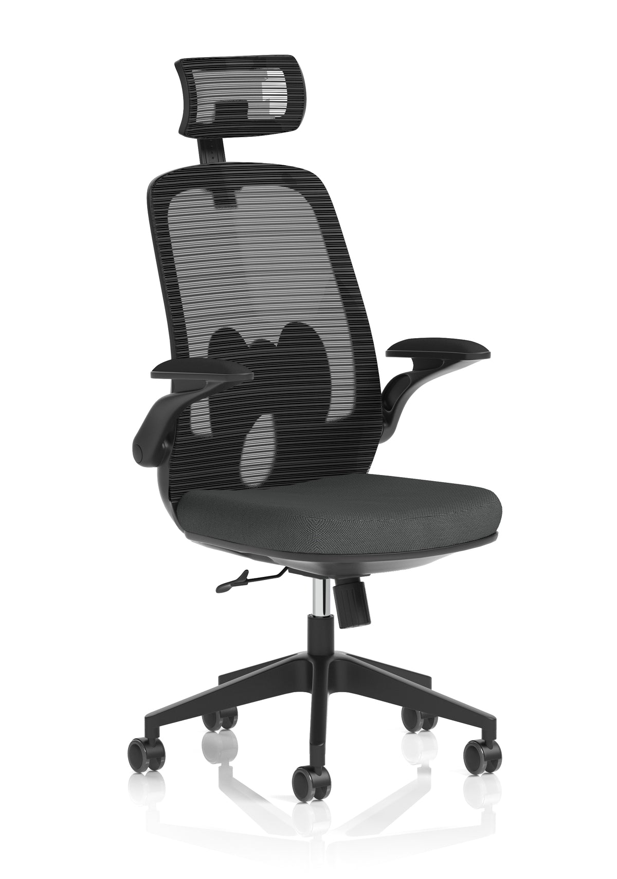 Sigma Executive Mesh Chair With Folding Arms Bespoke Quest Mussel - Industrious Decor