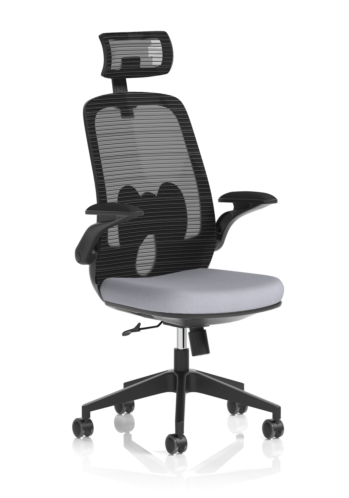 Sigma Executive Mesh Chair With Folding Arms Bespoke Quest Shell - Industrious Decor