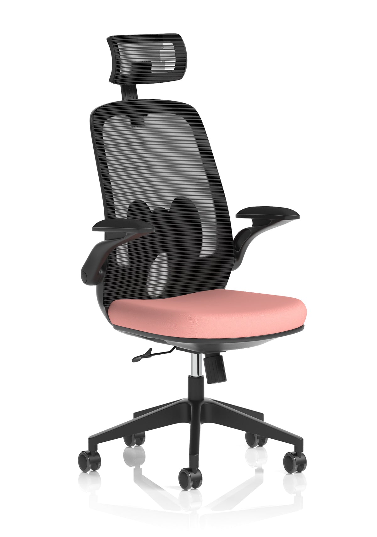 Sigma Executive Mesh Chair With Folding Arms Bespoke Quest Shrimp - Industrious Decor