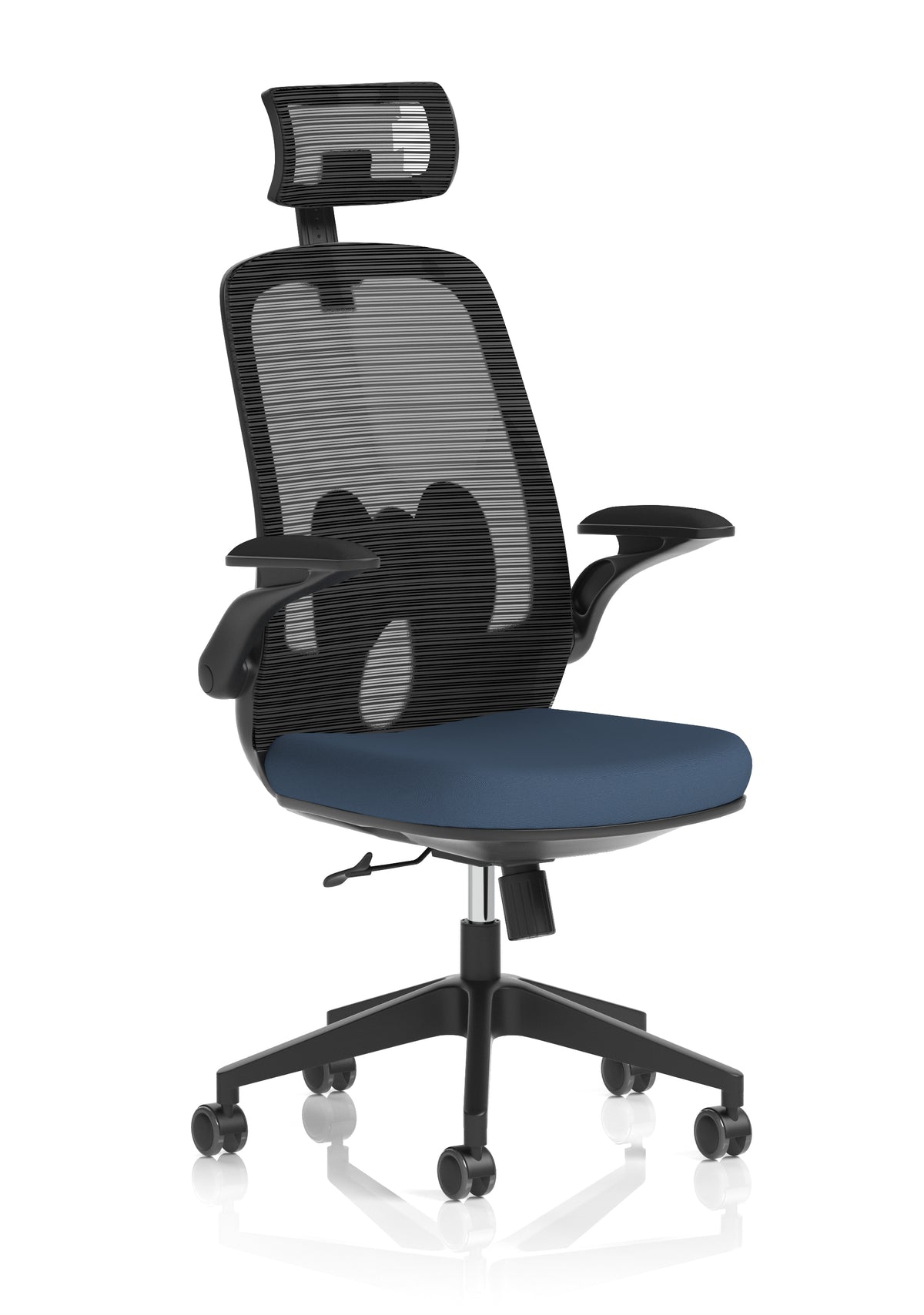 Sigma Executive Mesh Chair With Folding Arms Bespoke Quest Whelk - Industrious Decor