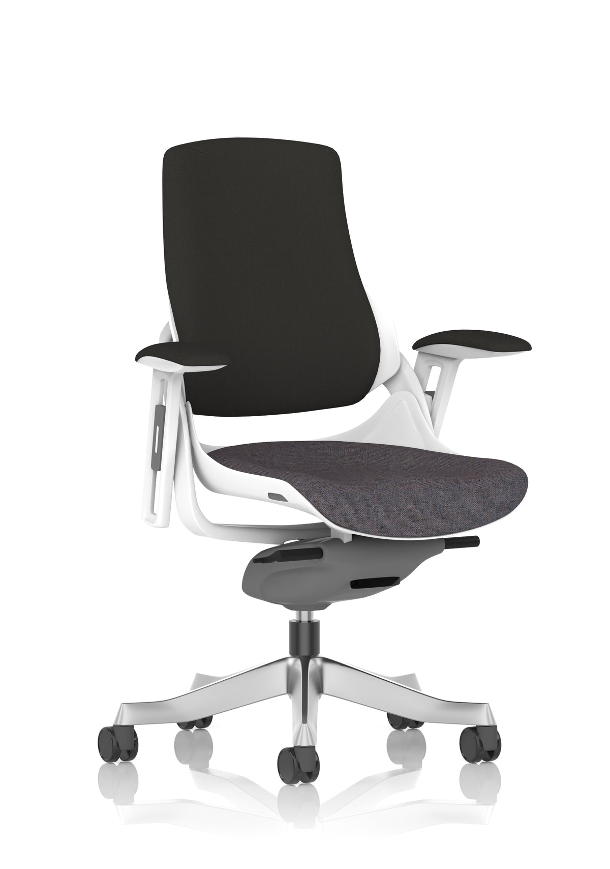 Medbourne High Back White Shell Fabric Executive Office Chair with Arms Bespoke Rivet Fuse Black Fabric None - Industrious Decor
