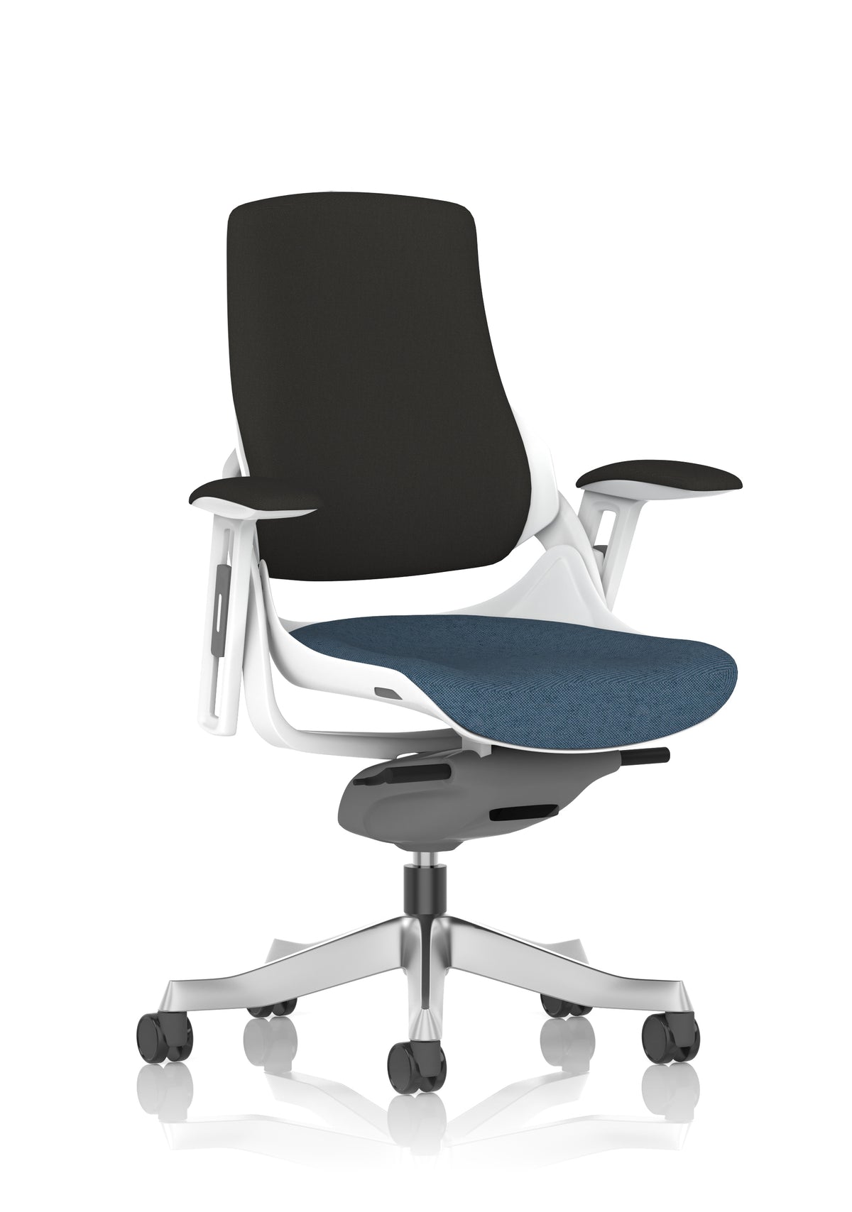 Medbourne High Back White Shell Fabric Executive Office Chair with Arms Bespoke Rivet Quench Black Fabric None - Industrious Decor