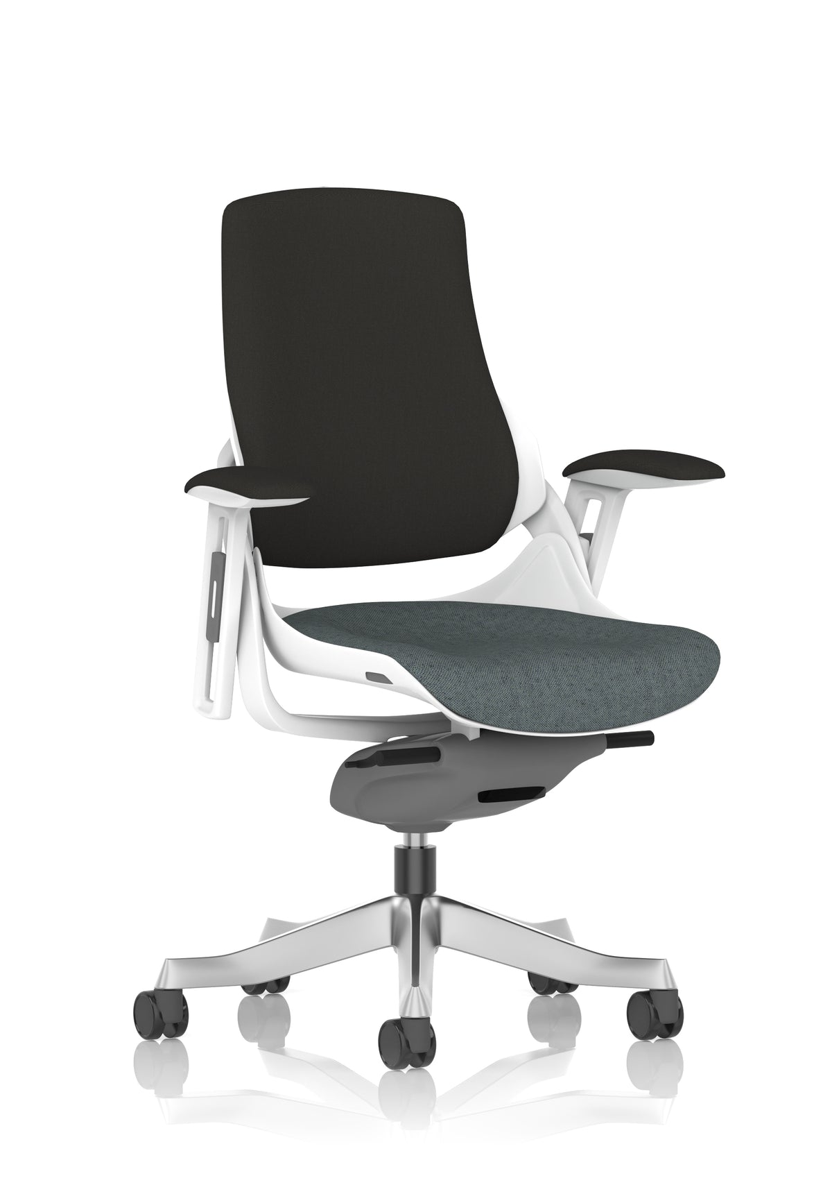Medbourne High Back White Shell Fabric Executive Office Chair with Arms Bespoke Rivet Tensile Black Fabric None - Industrious Decor