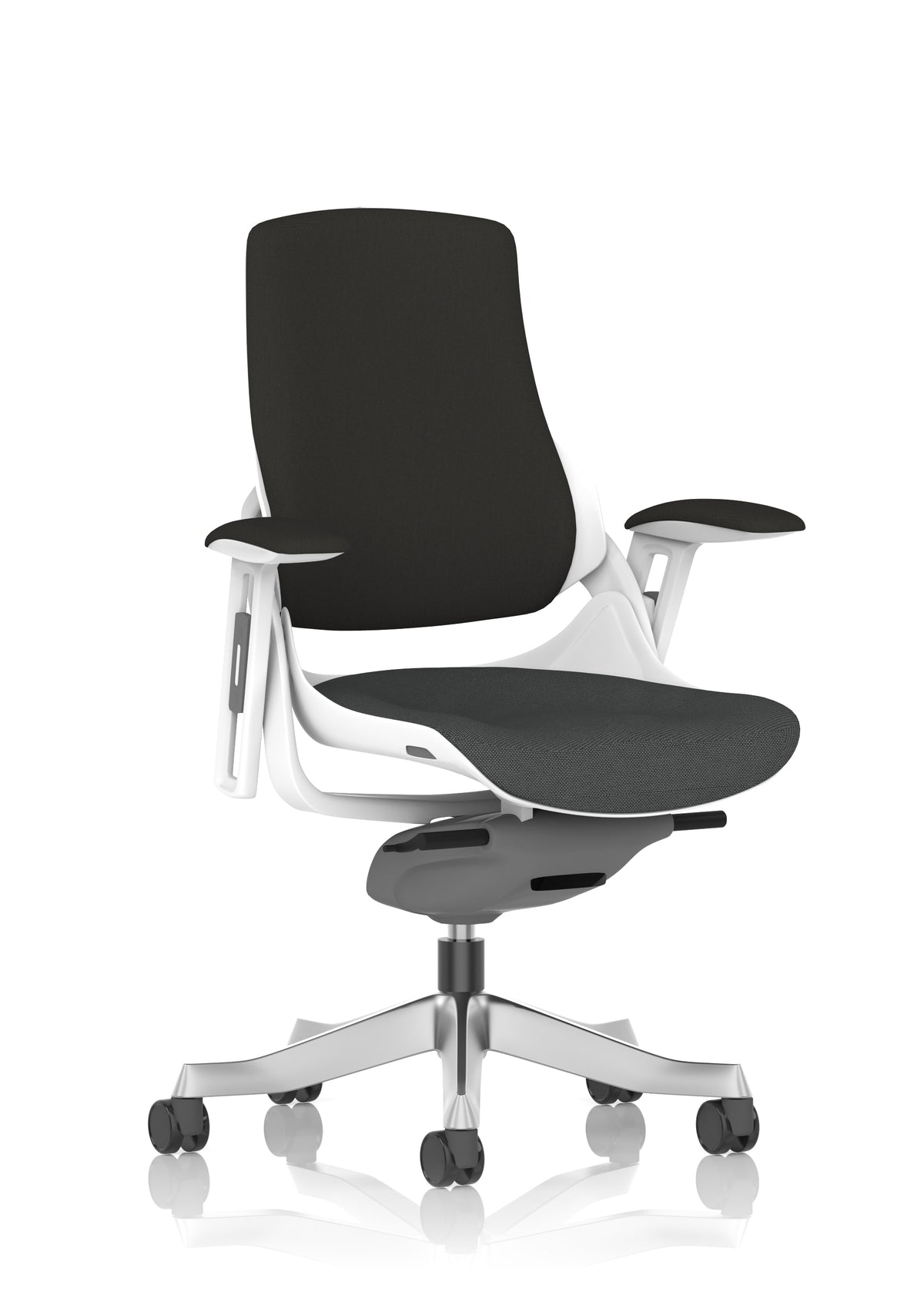 Medbourne High Back White Shell Fabric Executive Office Chair with Arms Bespoke Quest Mussel Black Fabric None - Industrious Decor