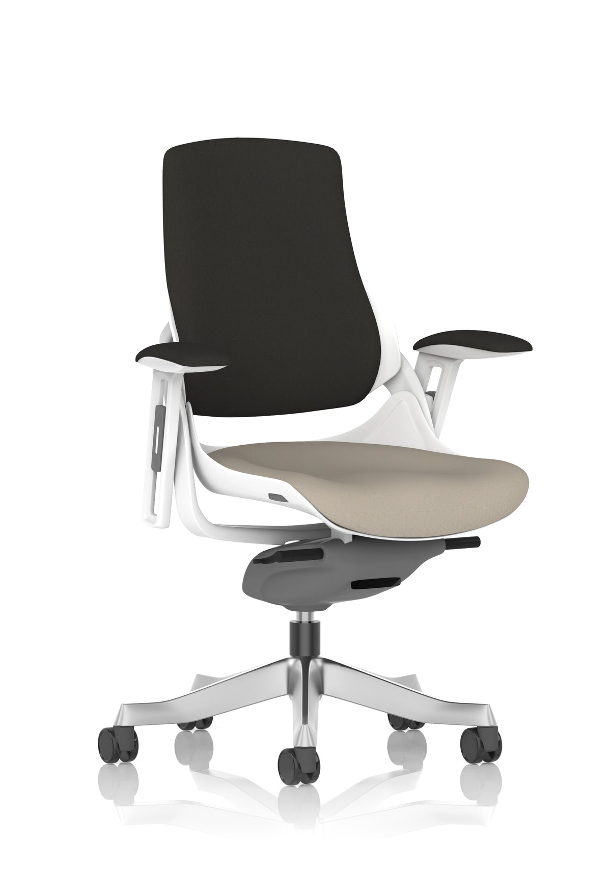 Medbourne High Back White Shell Fabric Executive Office Chair with Arms Bespoke Quest Salt Black Fabric None - Industrious Decor