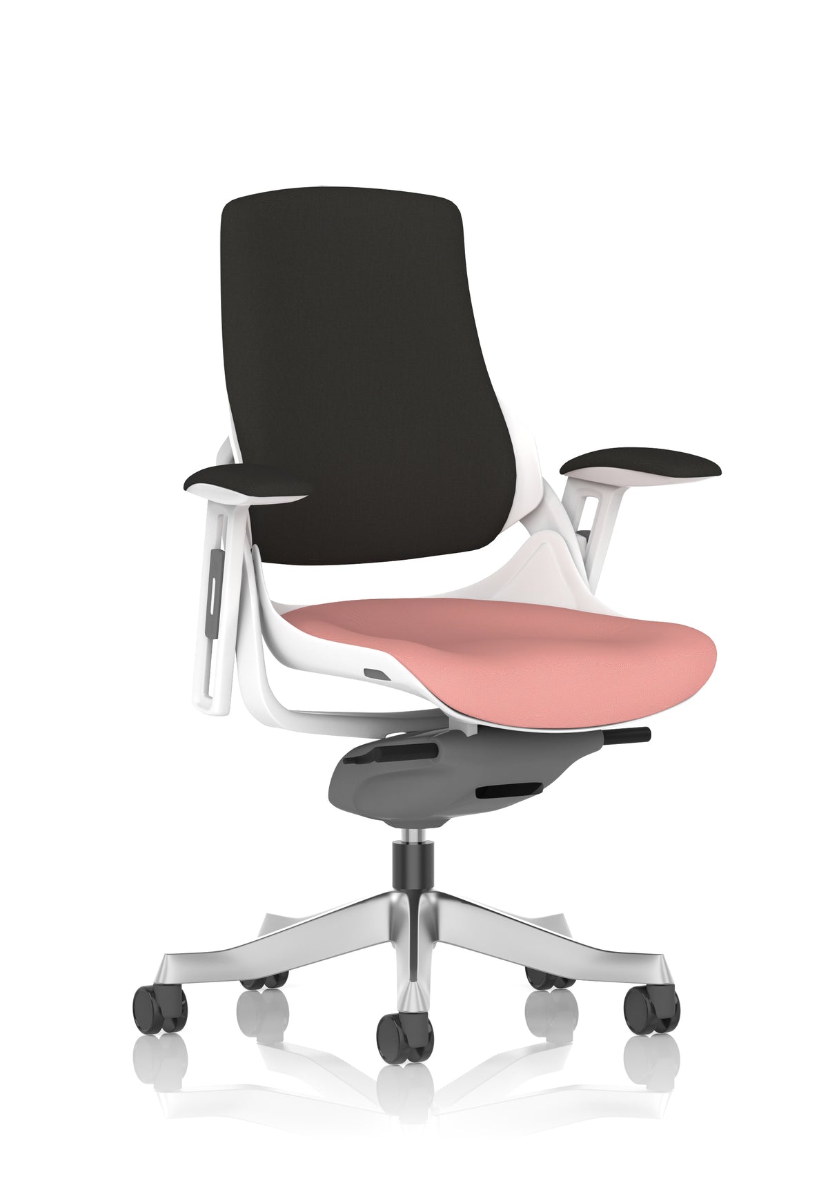 Medbourne High Back White Shell Fabric Executive Office Chair with Arms Bespoke Quest Shrimp Black Fabric None - Industrious Decor