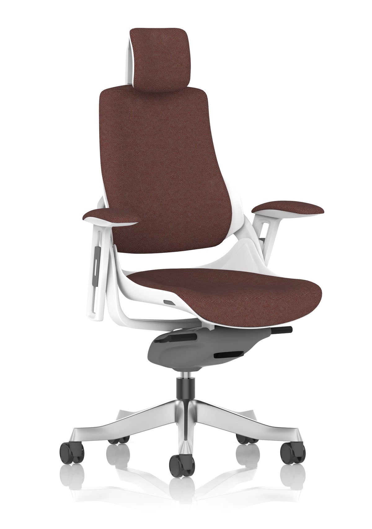 Medbourne High Back White Shell Fabric Executive Office Chair with Arms Bespoke Rivet Forge Bespoke Rivet Forge Fabric With Headrest - Industrious Decor