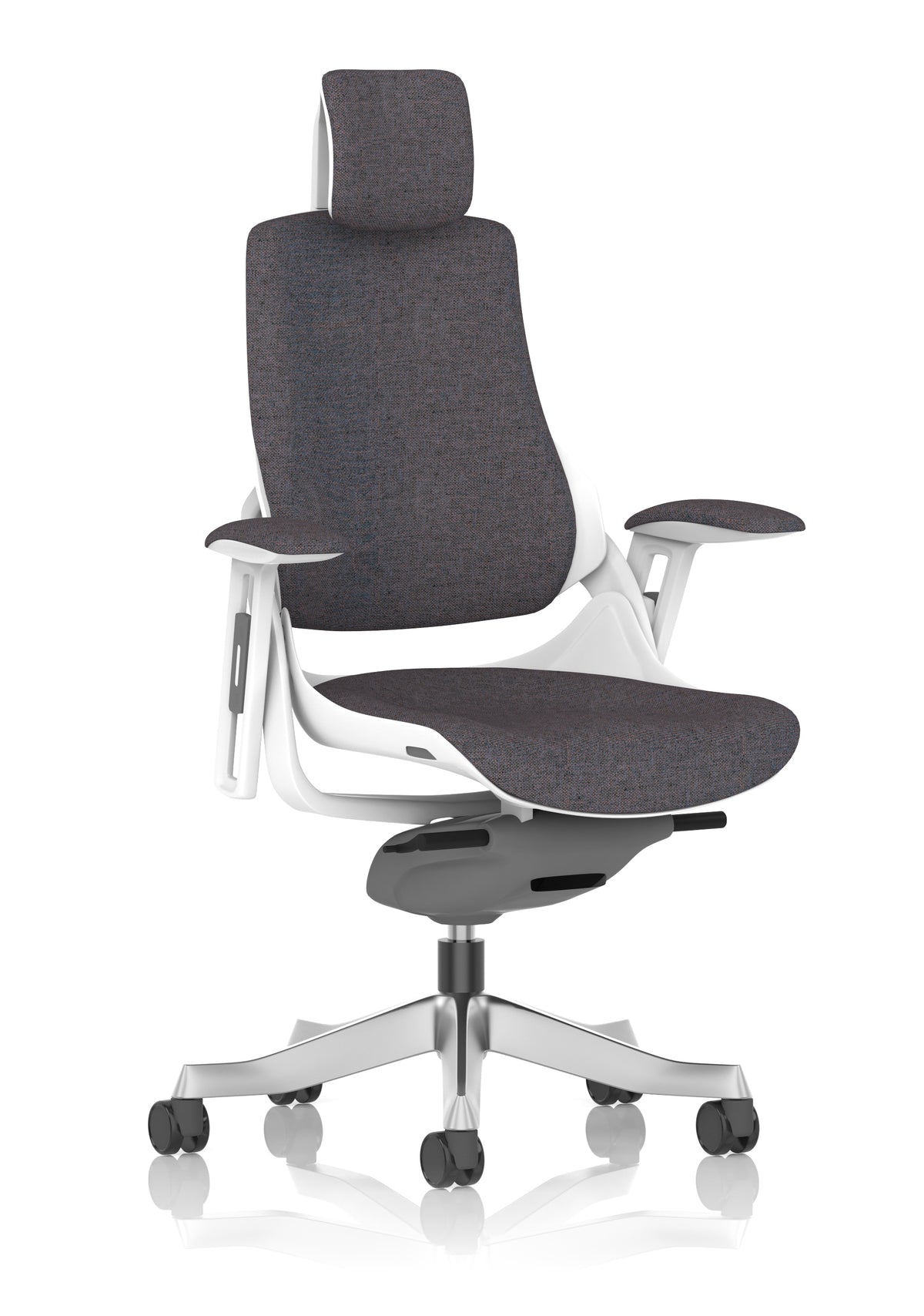 Medbourne High Back White Shell Fabric Executive Office Chair with Arms Bespoke Rivet Fuse Bespoke Rivet Fuse Fabric With Headrest - Industrious Decor