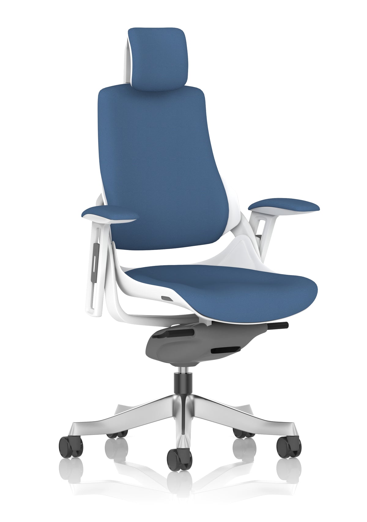 Medbourne High Back White Shell Fabric Executive Office Chair with Arms Bespoke Quest Limpet Bespoke Quest Limpet Fabric With Headrest - Industrious Decor