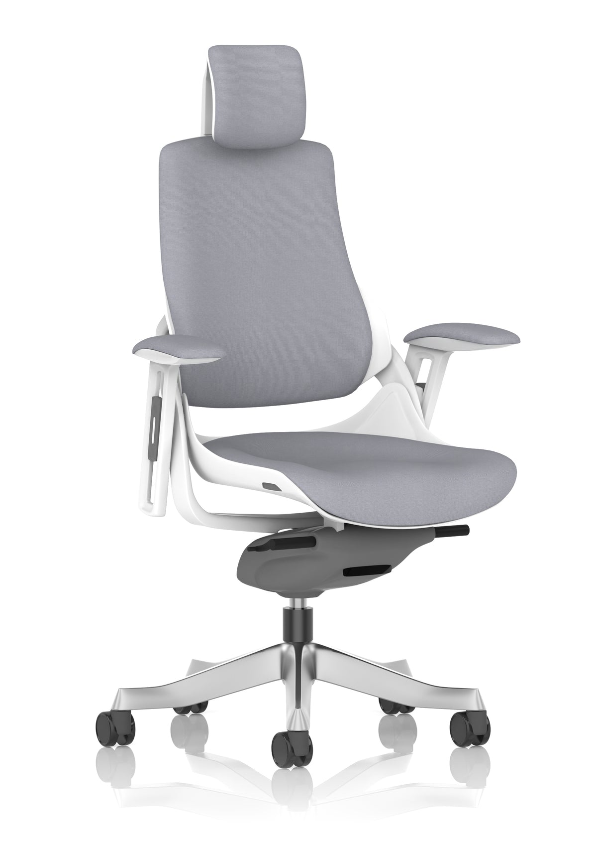 Medbourne High Back White Shell Fabric Executive Office Chair with Arms Bespoke Quest Shell Bespoke Quest Shell Fabric With Headrest - Industrious Decor