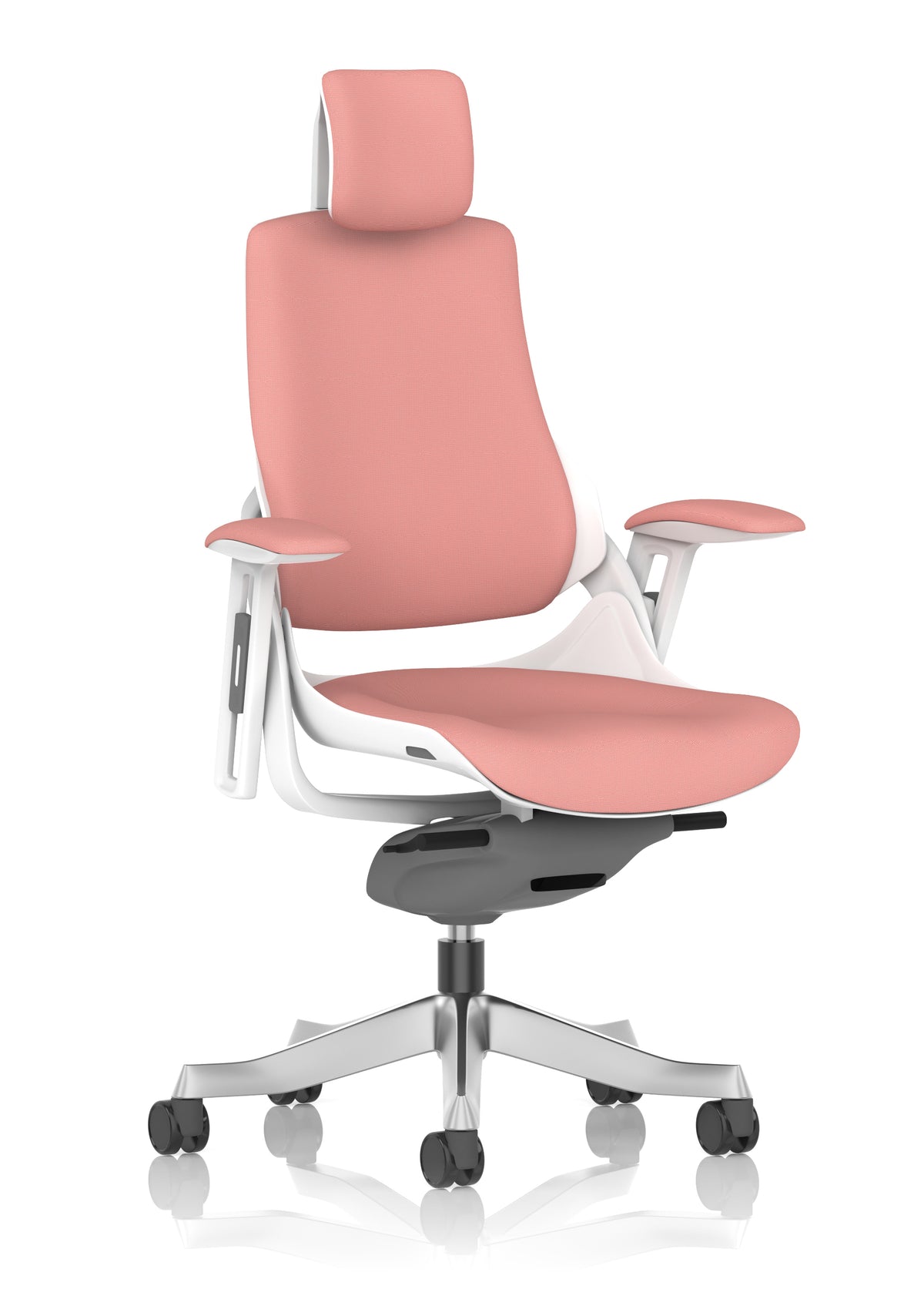 Medbourne High Back White Shell Fabric Executive Office Chair with Arms Bespoke Quest Shrimp Bespoke Quest Shrimp Fabric With Headrest - Industrious Decor