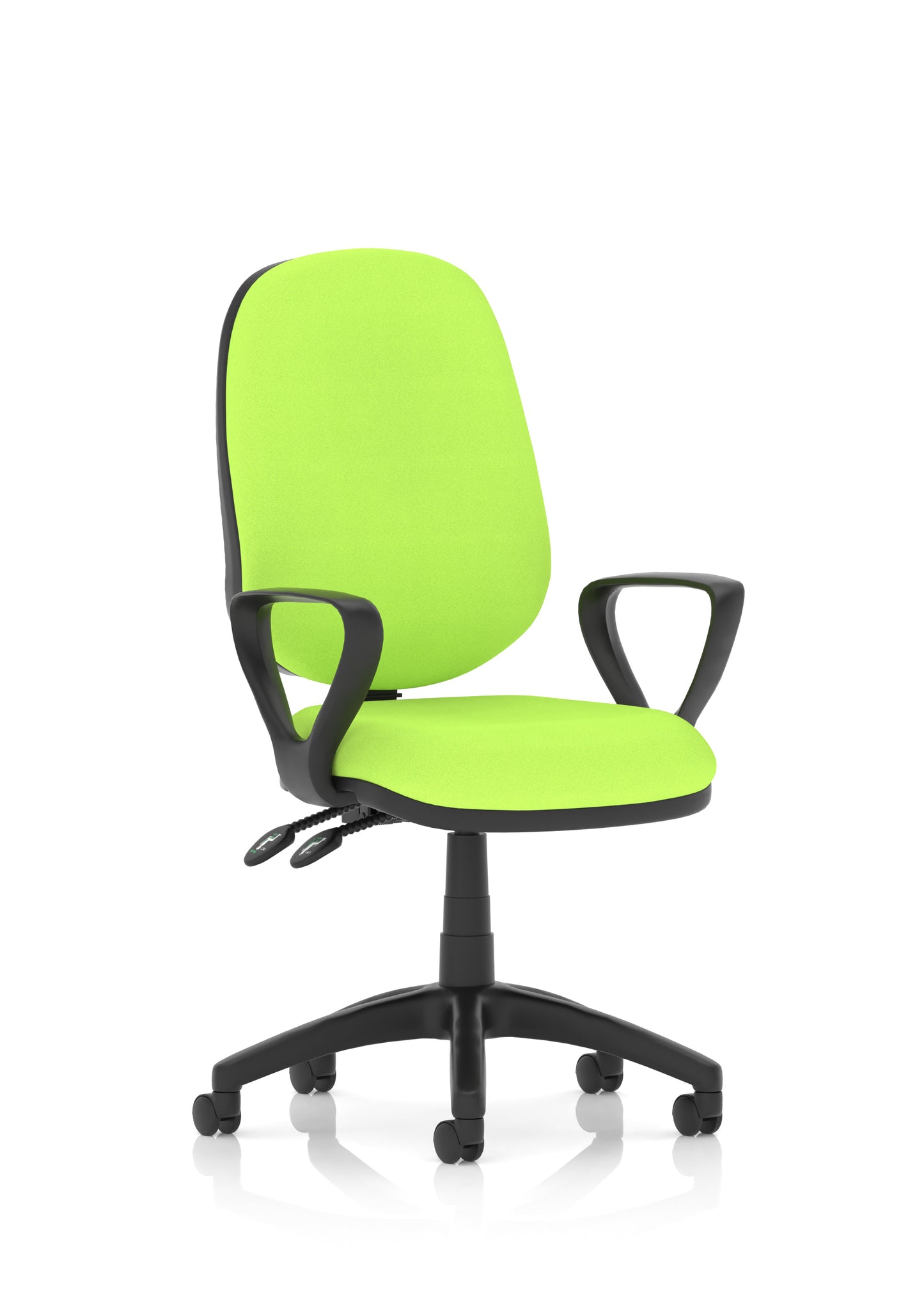 Luna II Lever Task Operator Chair Myrrh Green With Loop Arms - Industrious Decor