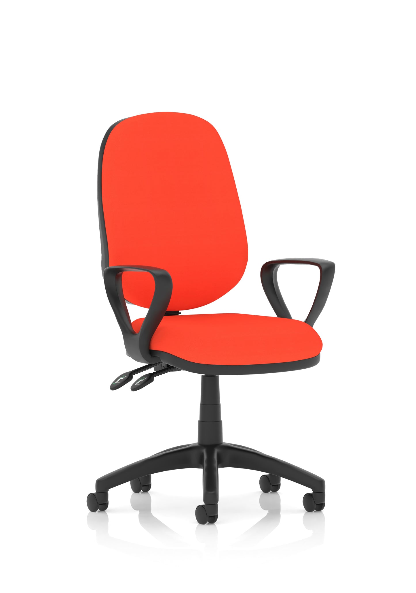 Luna II Lever Task Operator Chair Tabasco Orange With Loop Arms - Industrious Decor