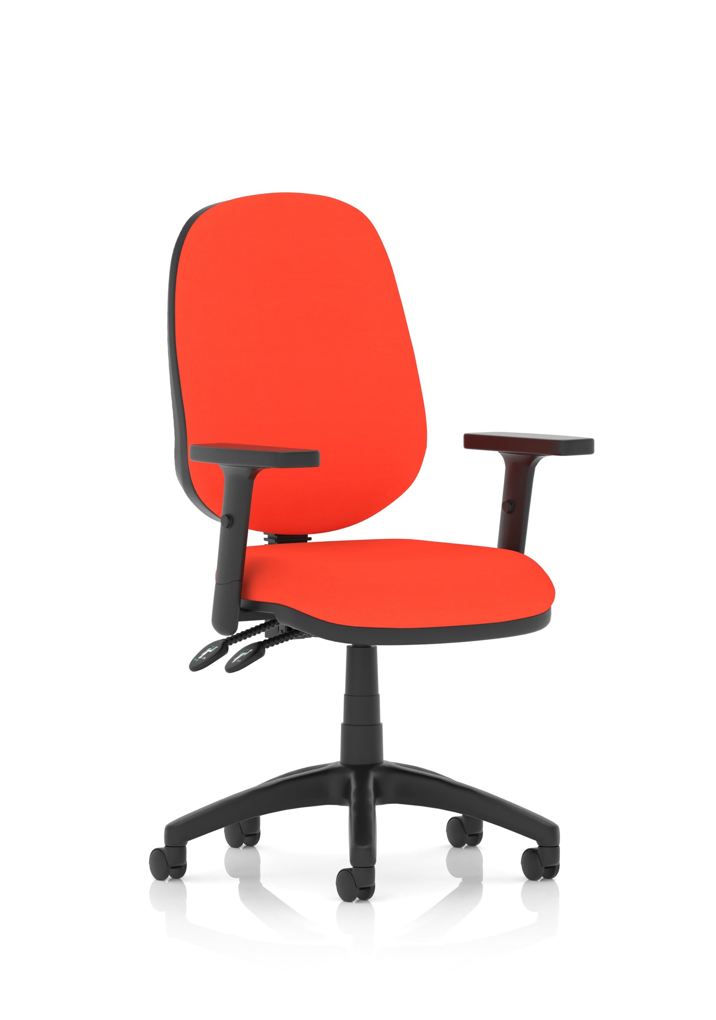 Luna II Lever Task Operator Chair Tabasco Orange With Height Adjustable Arms - Industrious Decor