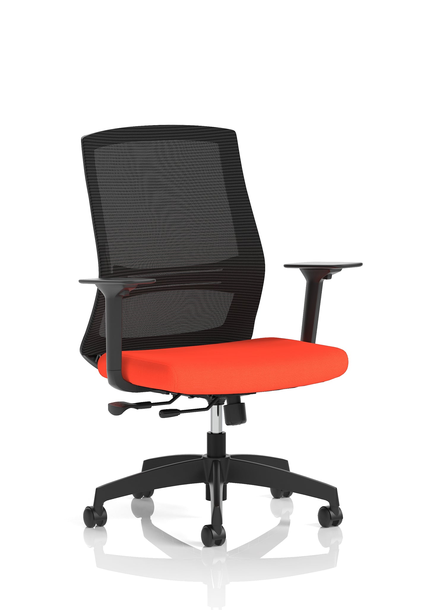 Ventra Mesh Back Task Operator Office Chair Height Adjustable Arms Bespoke Tabasco Orange None - Industrious Decor