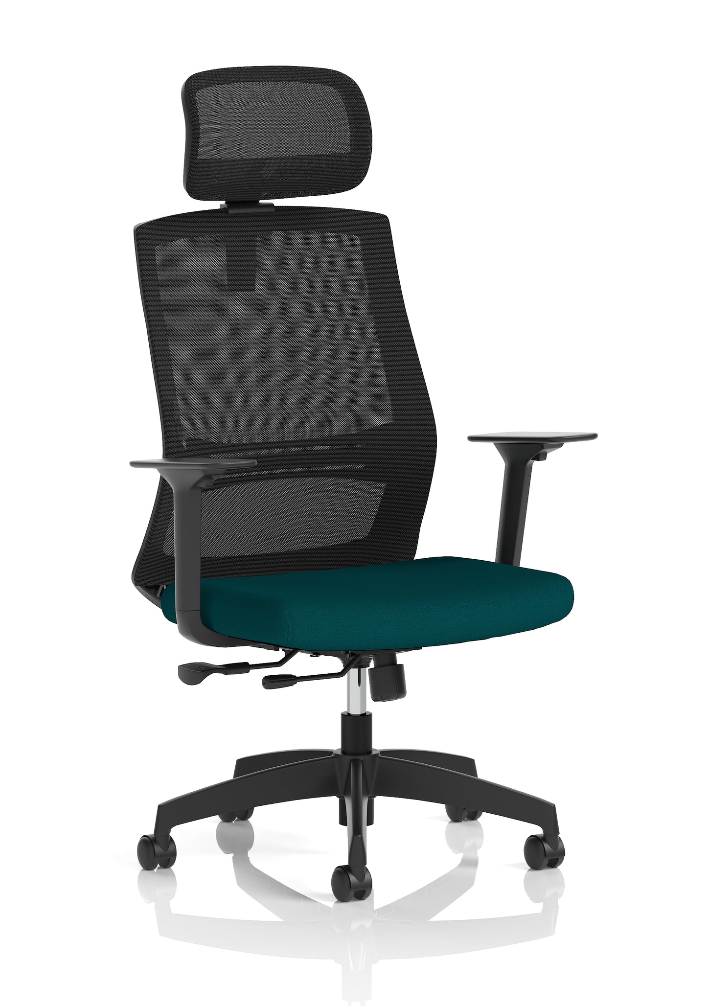 Ventra Mesh Back Task Operator Office Chair Height Adjustable Arms Bespoke Maringa Teal With Headrest - Industrious Decor