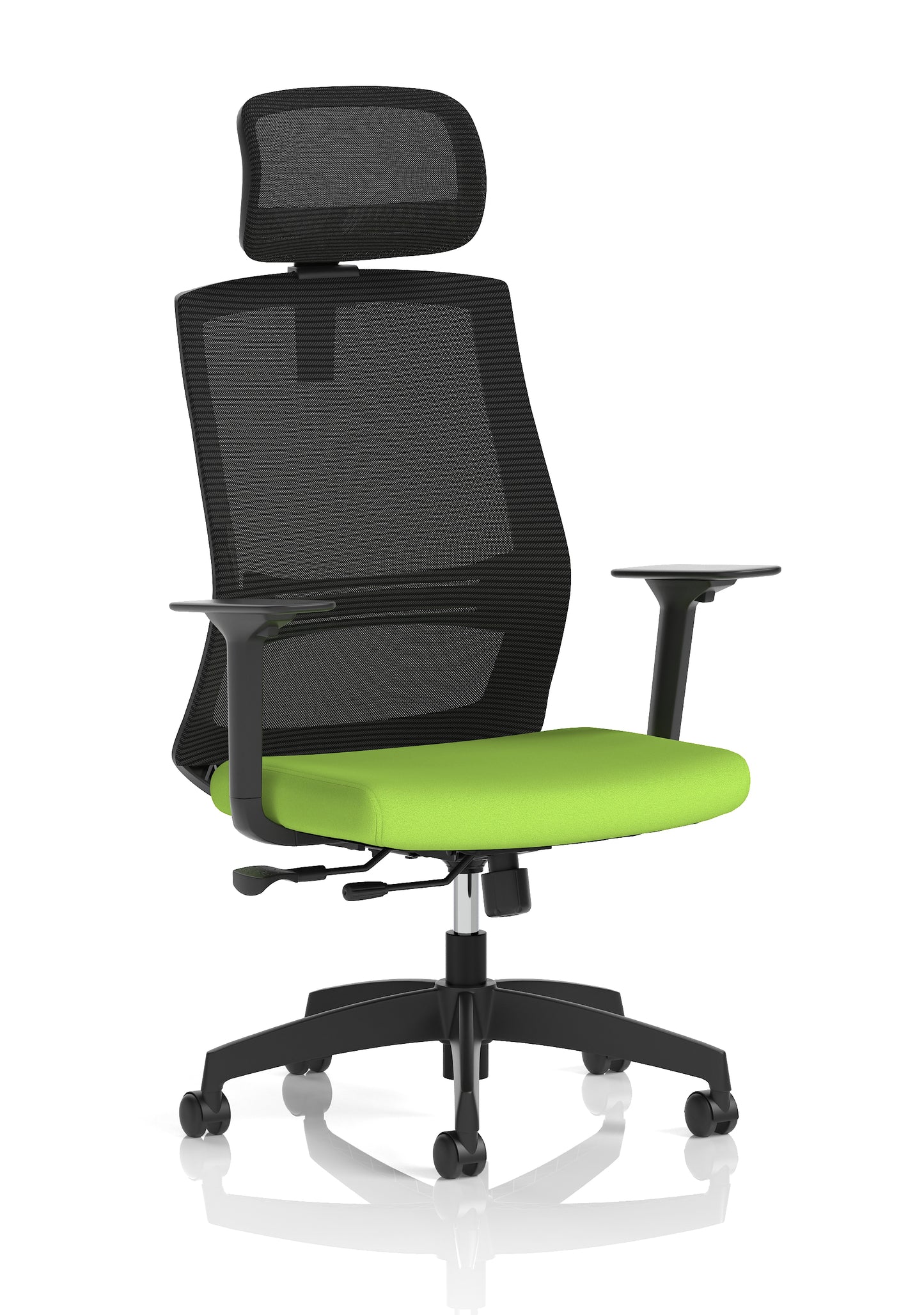 Ventra Mesh Back Task Operator Office Chair Height Adjustable Arms Bespoke Myrrh Green With Headrest - Industrious Decor