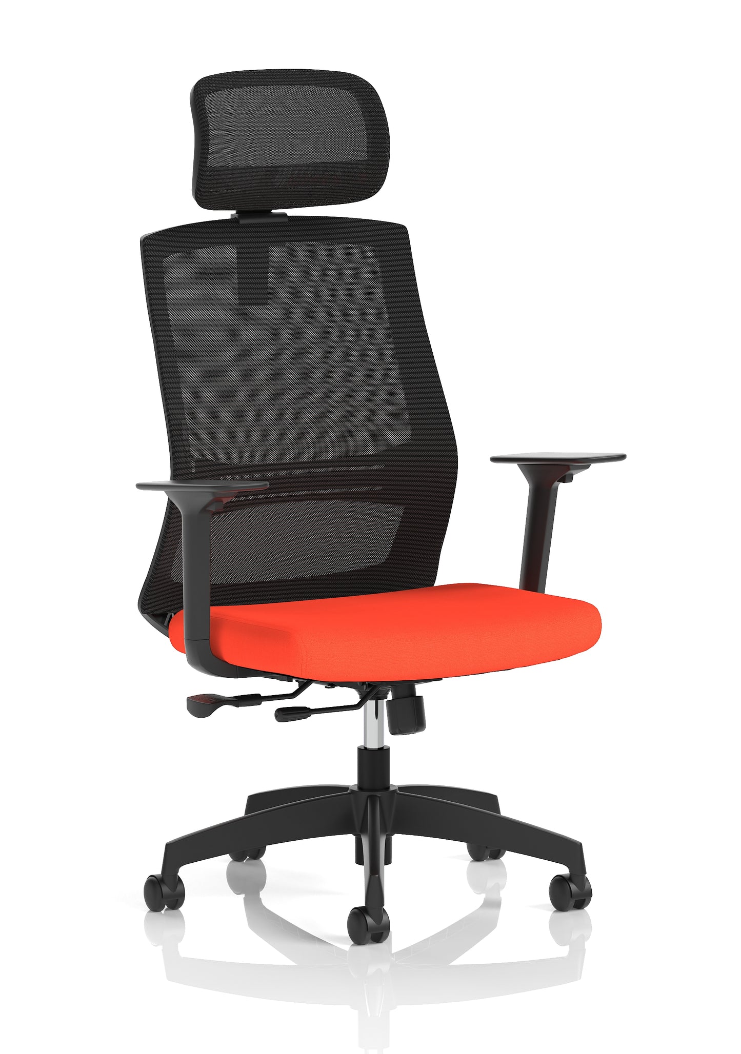 Ventra Mesh Back Task Operator Office Chair Height Adjustable Arms Bespoke Tabasco Orange With Headrest - Industrious Decor
