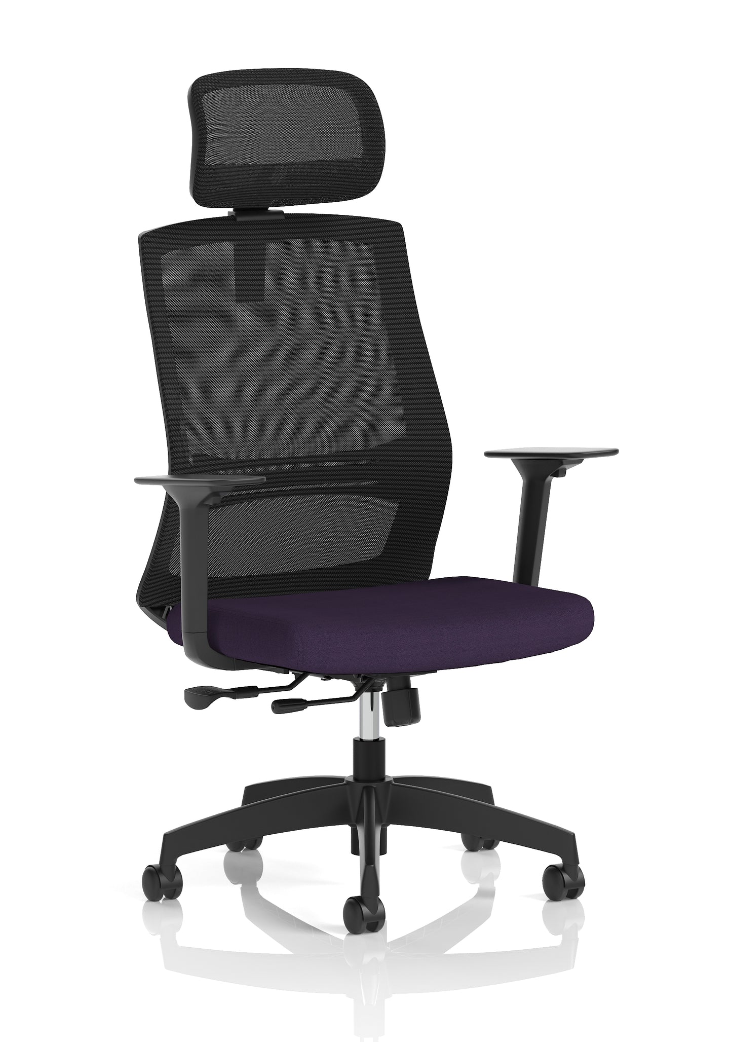 Ventra Mesh Back Task Operator Office Chair Height Adjustable Arms Bespoke Tansy Purple With Headrest - Industrious Decor