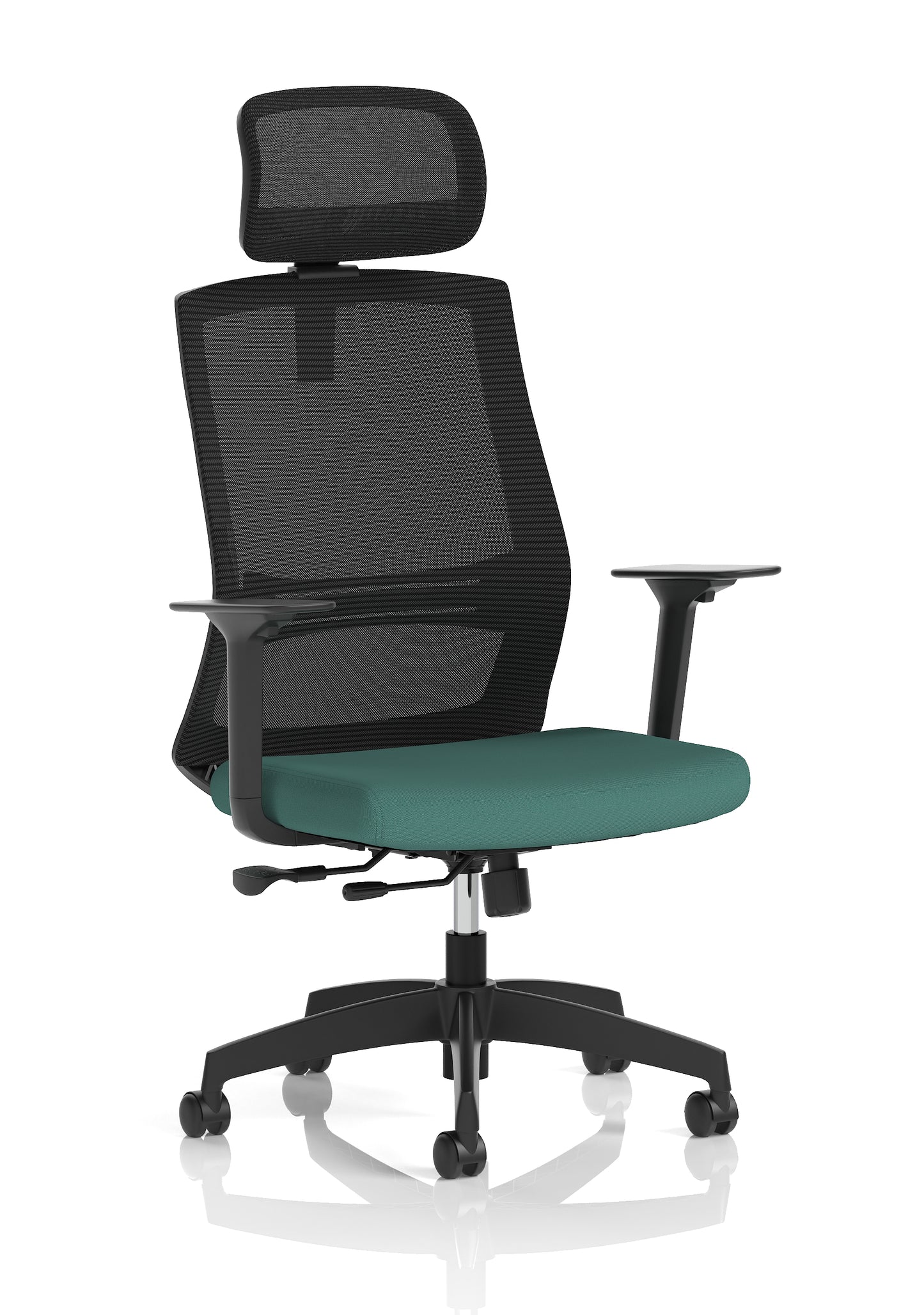 Ventra Mesh Back Task Operator Office Chair Height Adjustable Arms Bespoke Quest Kelp With Headrest - Industrious Decor
