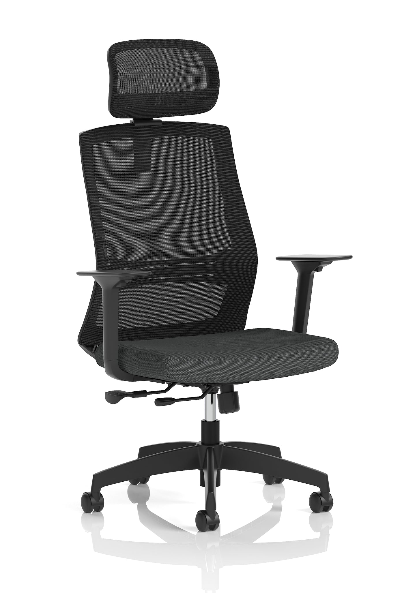 Ventra Mesh Back Task Operator Office Chair Height Adjustable Arms Bespoke Quest Mussel With Headrest - Industrious Decor