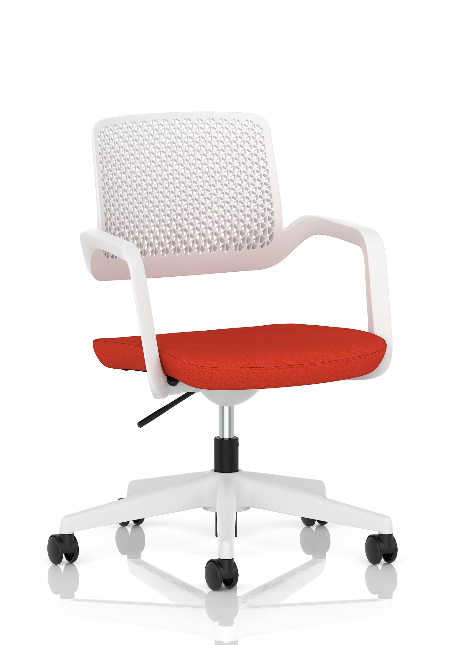 Cosmo Task Operator Chair White Bespoke Tabasco Orange - Industrious Decor