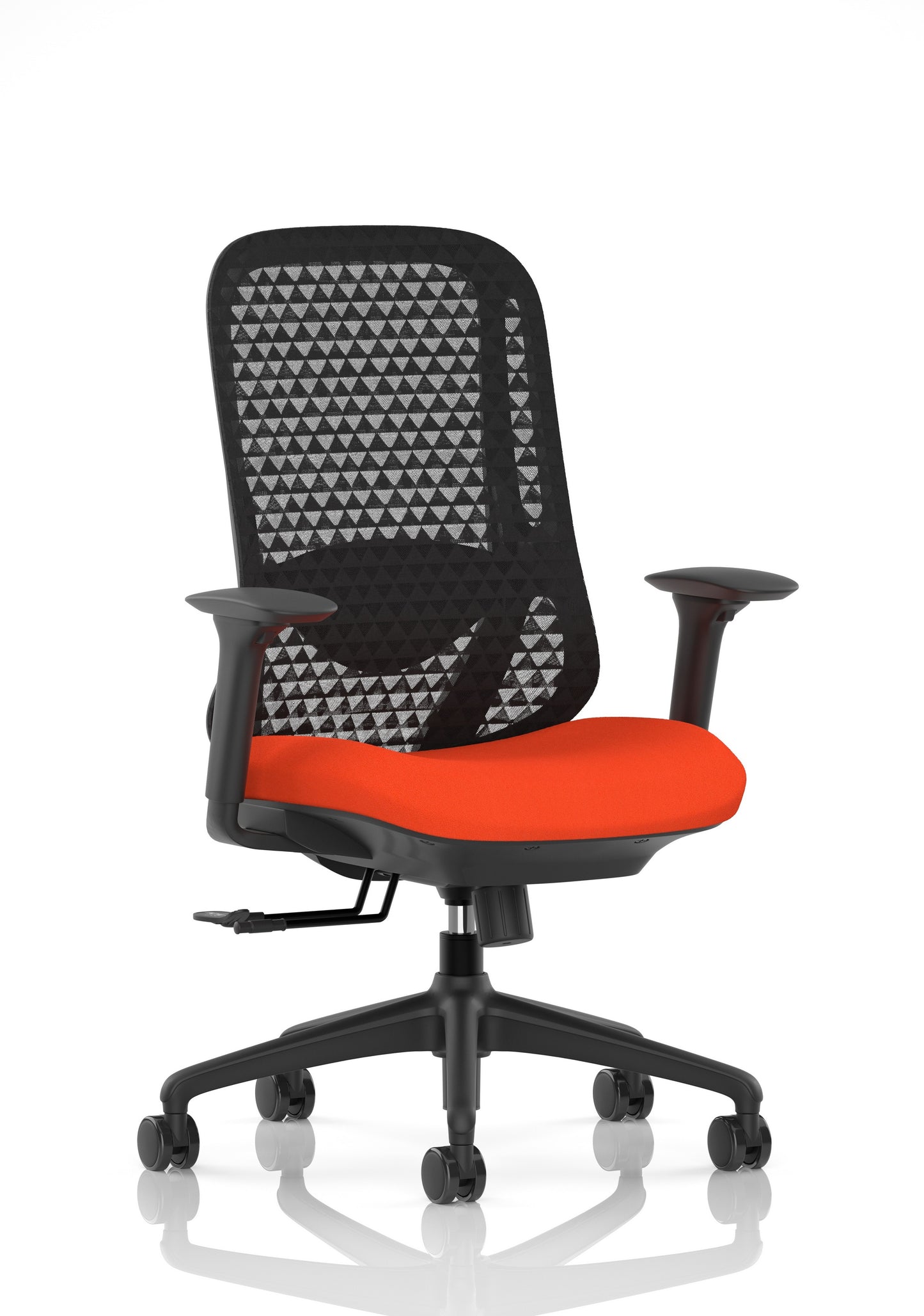 Prism Ergonomic Mesh Back Office Chair with Adjustable Arms Bespoke Tabasco Orange None - Industrious Decor