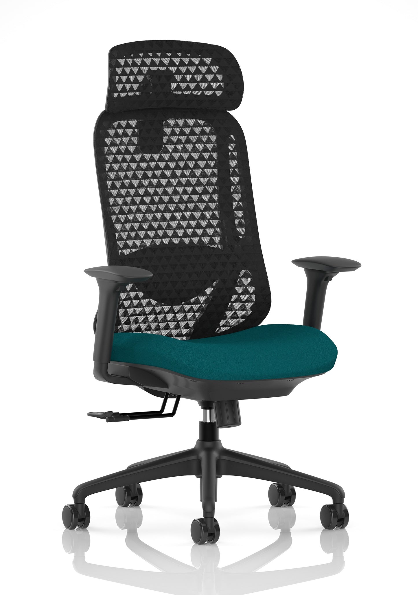 Prism Ergonomic Mesh Back Office Chair with Adjustable Arms Bespoke Maringa Teal With Headrest - Industrious Decor