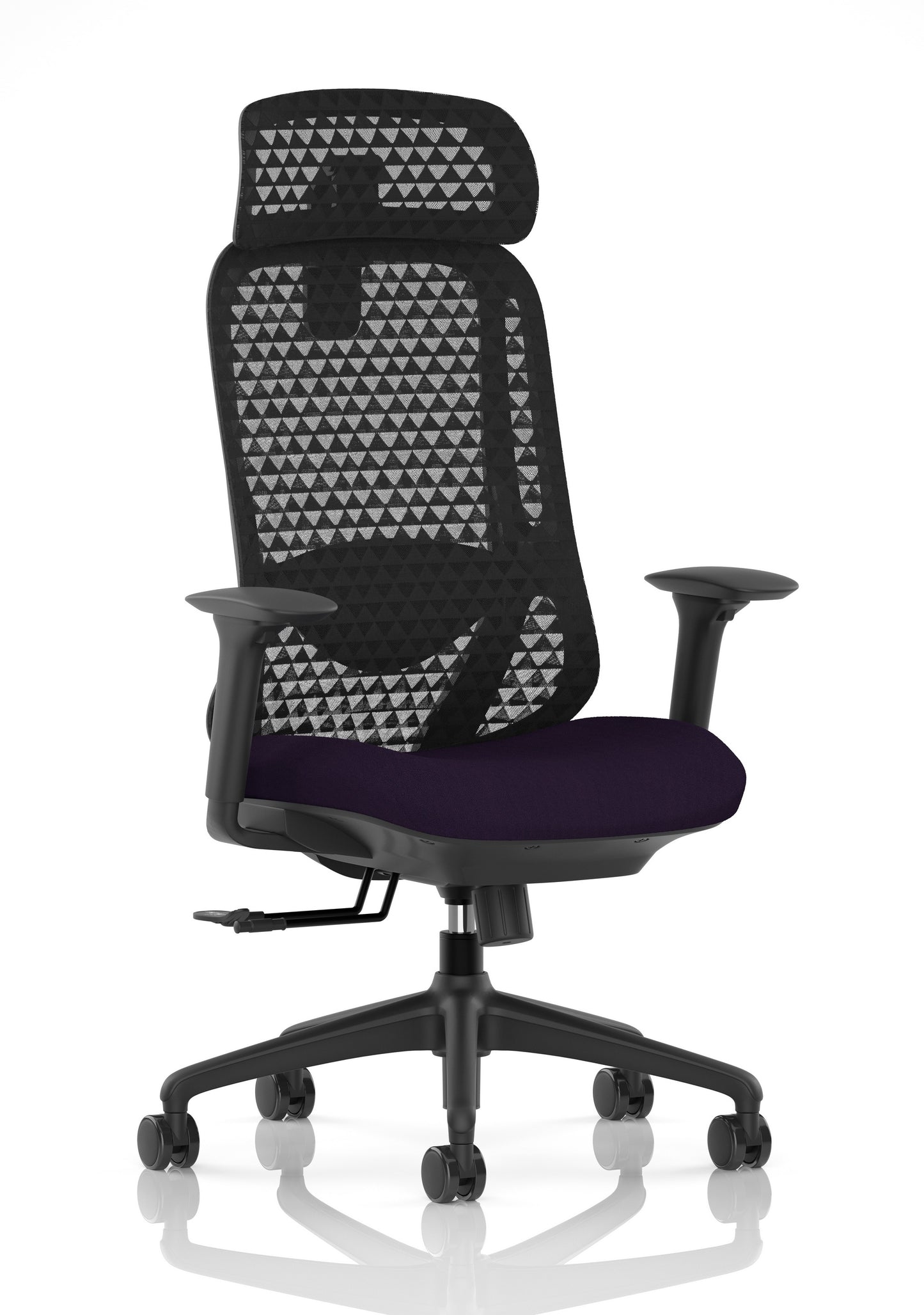 Prism Ergonomic Mesh Back Office Chair with Adjustable Arms Bespoke Tansy Purple With Headrest - Industrious Decor