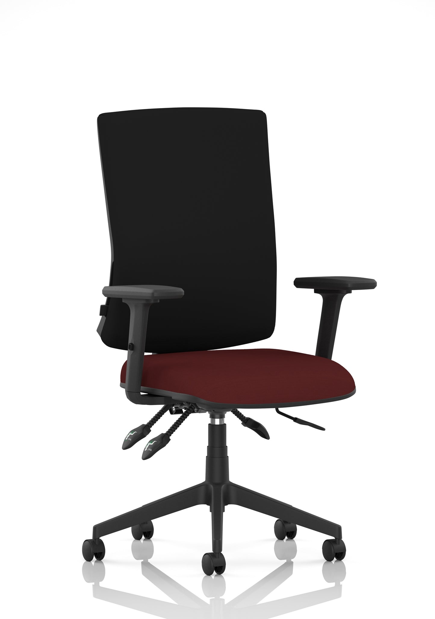 Orlena High Back Ergonomic Task Operator Office Chair Bespoke Ginseng Chilli Black With Arms - Industrious Decor